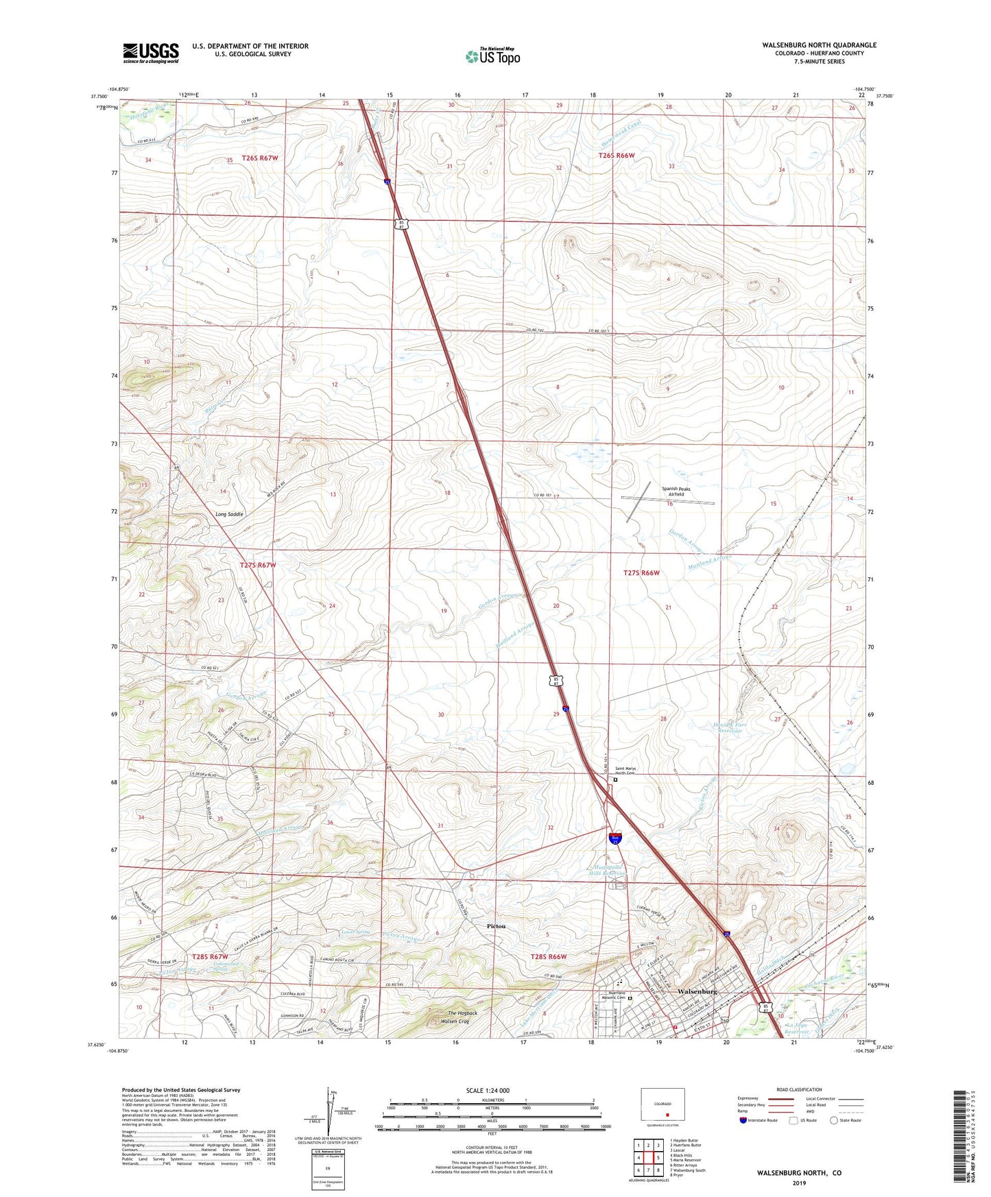 Walsenburg North Colorado US Topo Map Image