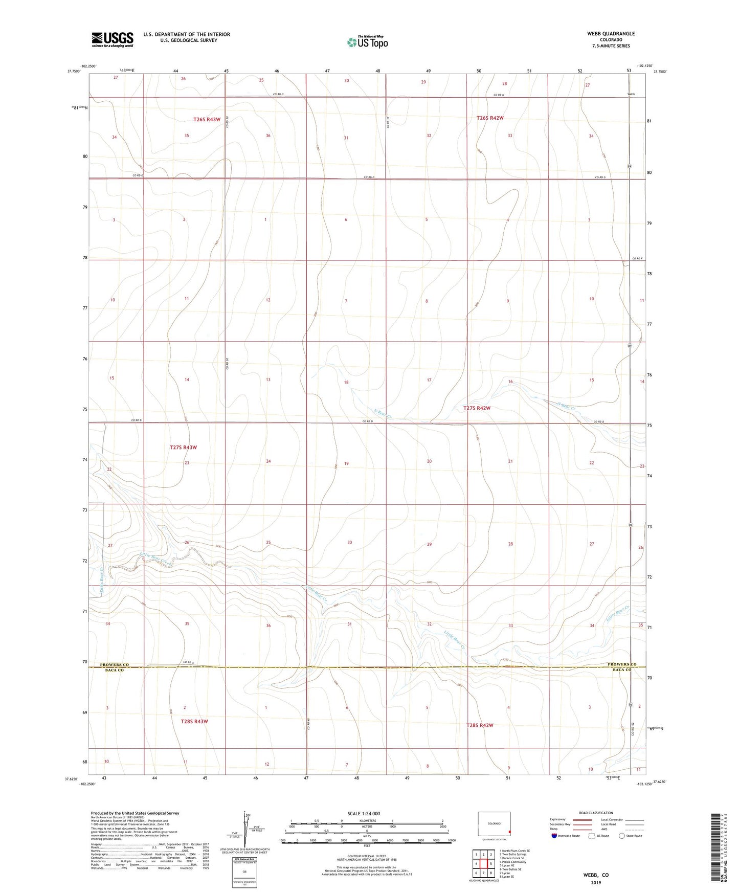 Webb Colorado US Topo Map Image