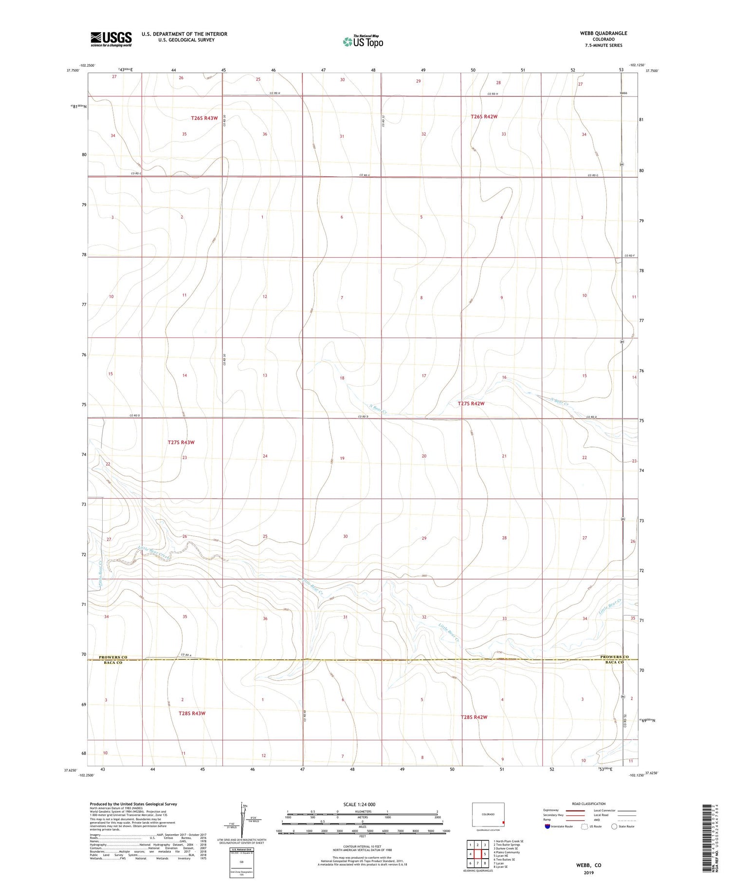 Webb Colorado US Topo Map Image