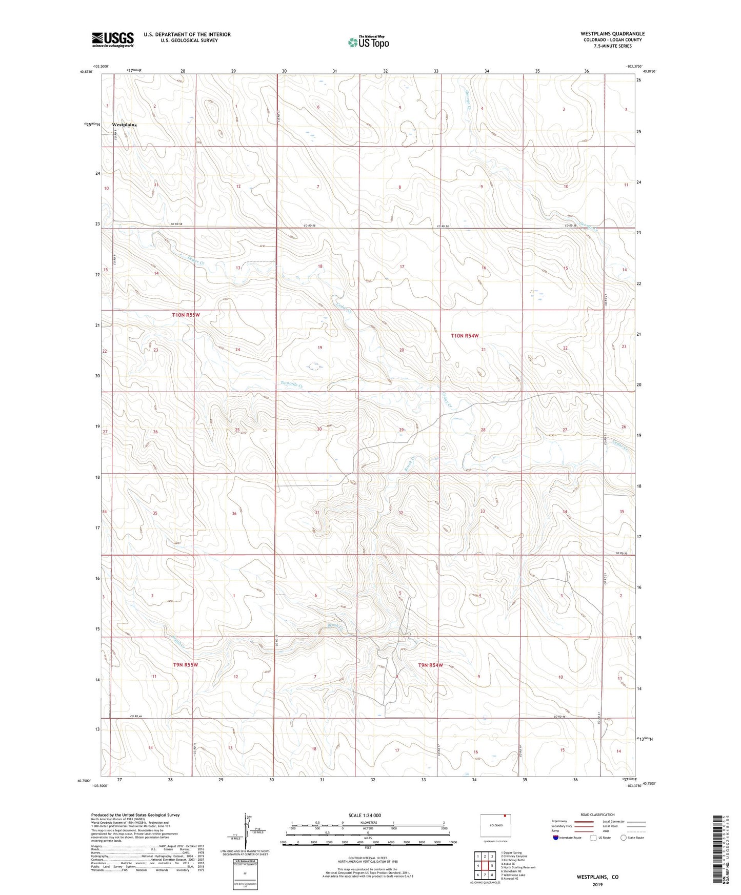 Westplains Colorado US Topo Map Image