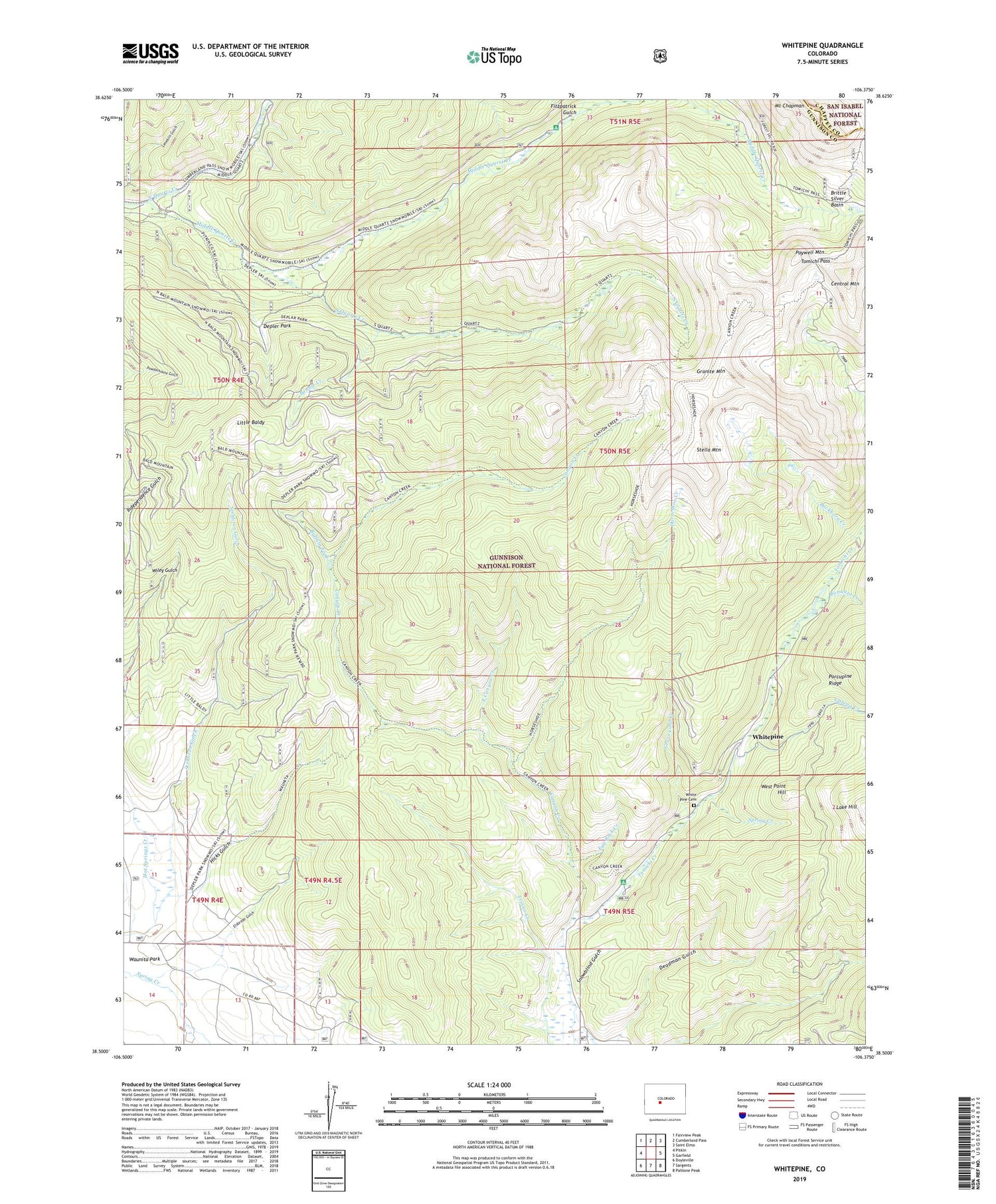 Whitepine Colorado US Topo Map Image