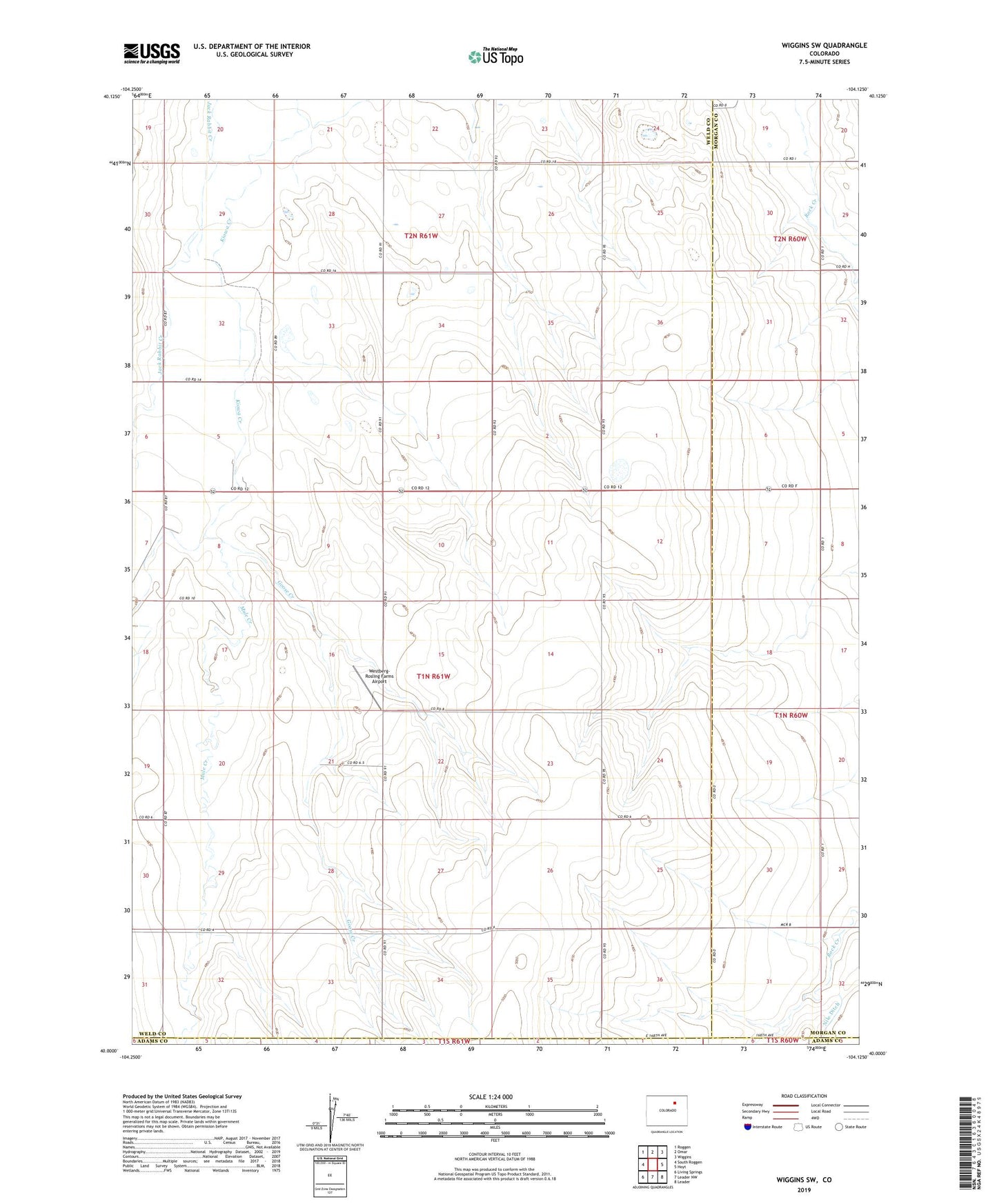 Wiggins SW Colorado US Topo Map Image