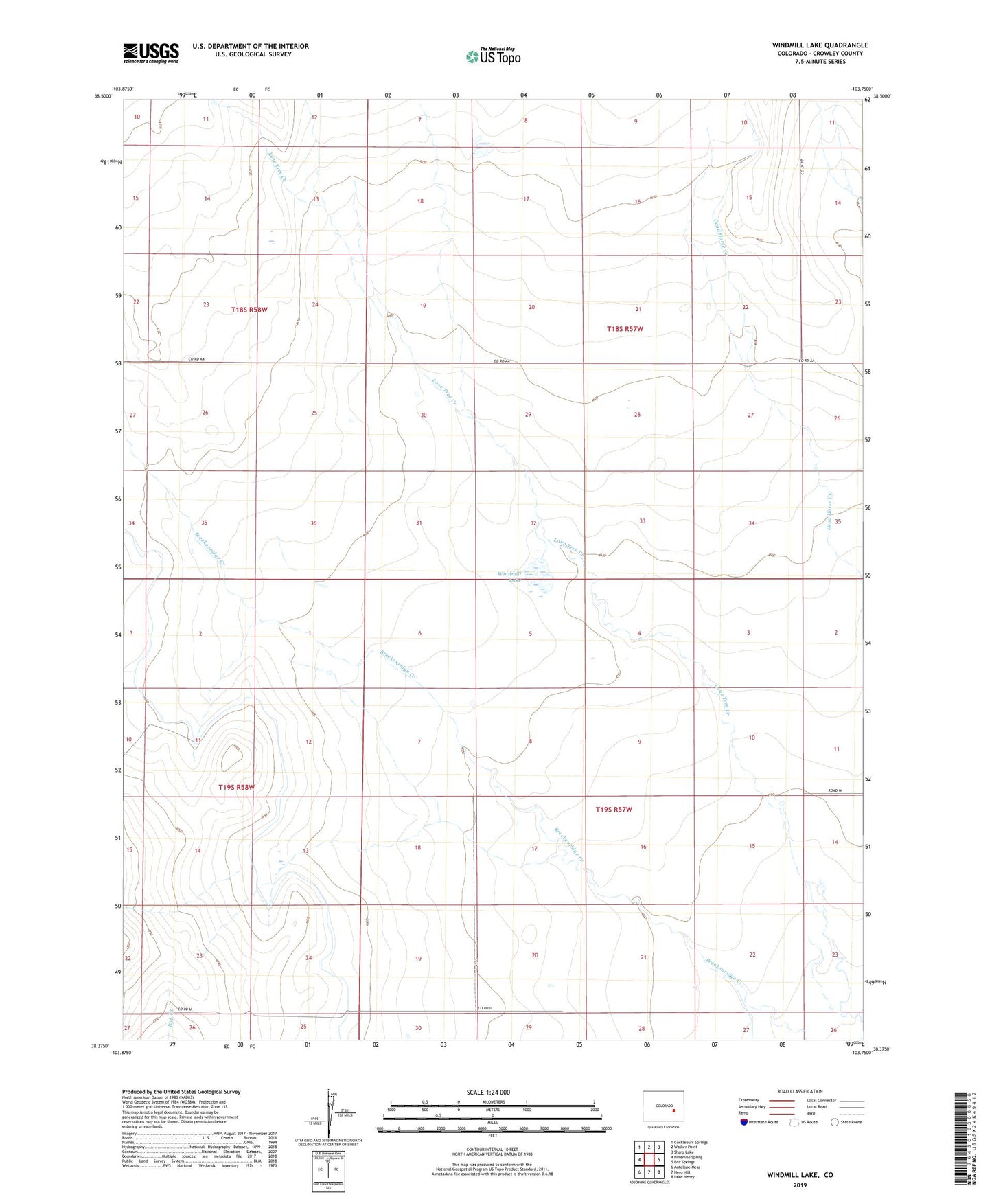 Windmill Lake Colorado US Topo Map Image