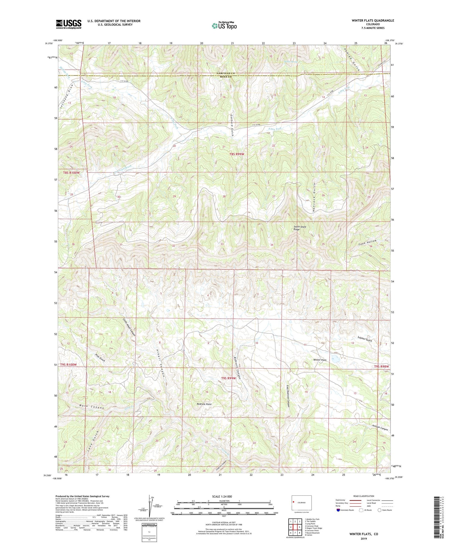 Winter Flats Colorado US Topo Map Image
