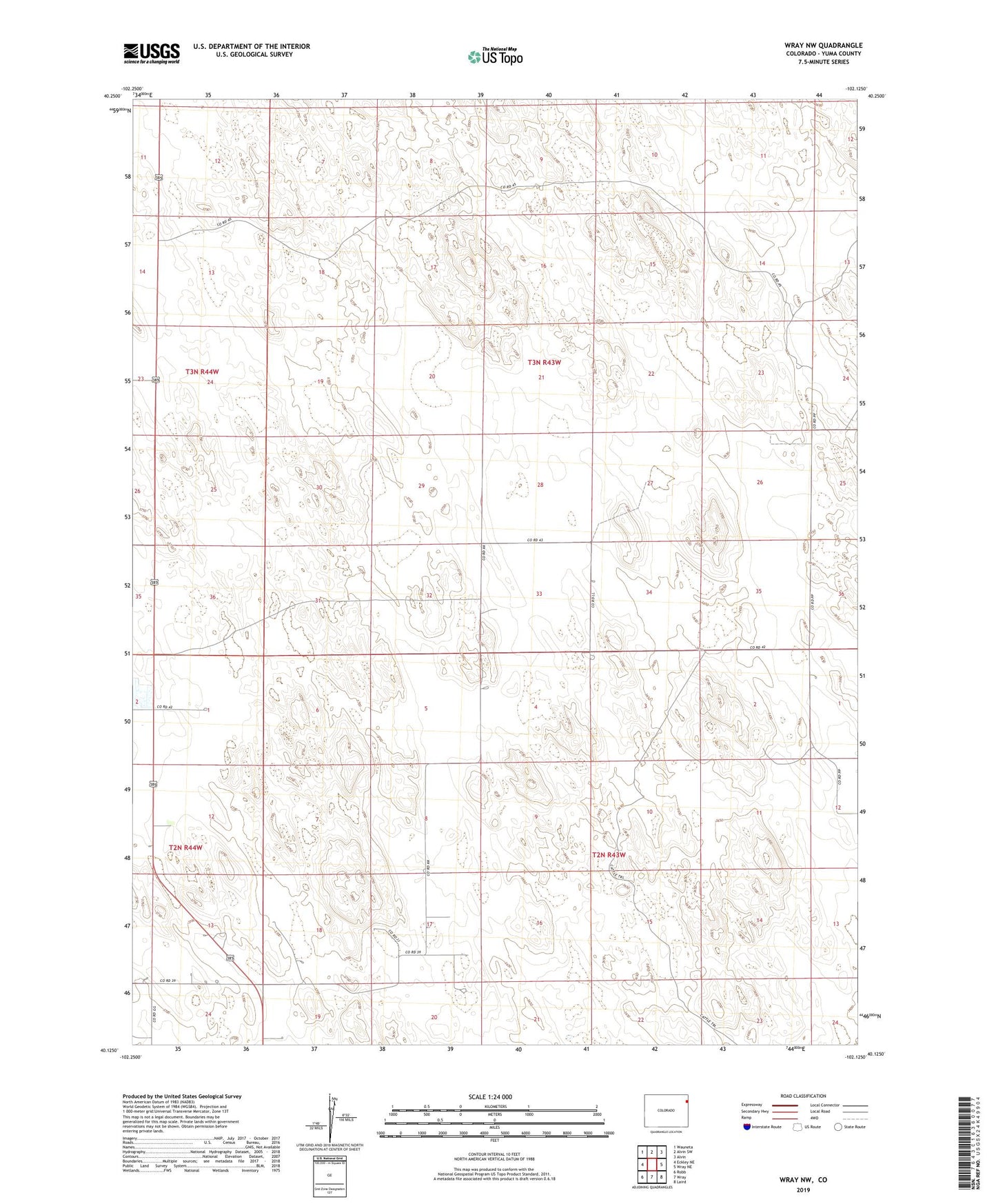Wray NW Colorado US Topo Map Image