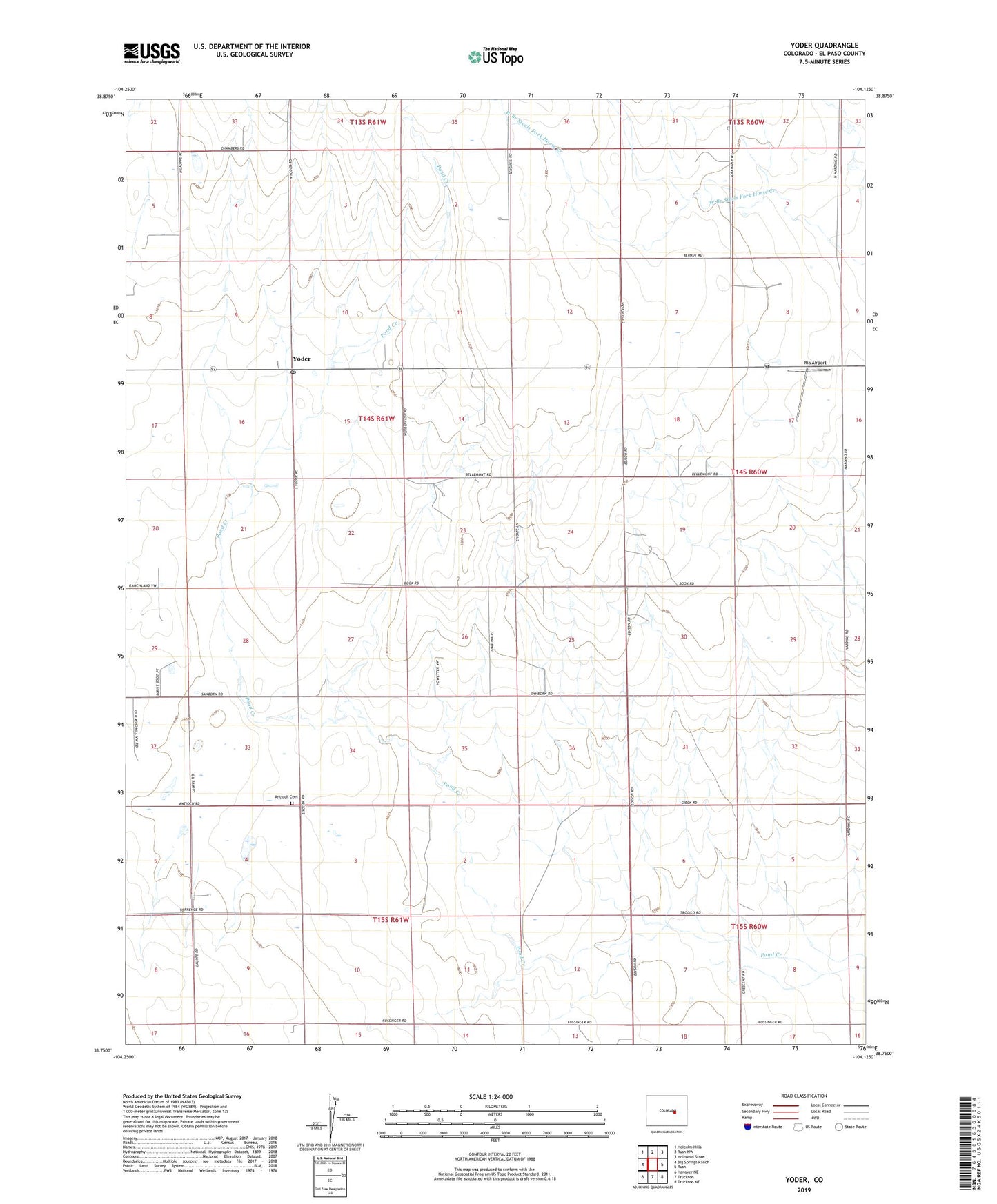 Yoder Colorado US Topo Map Image