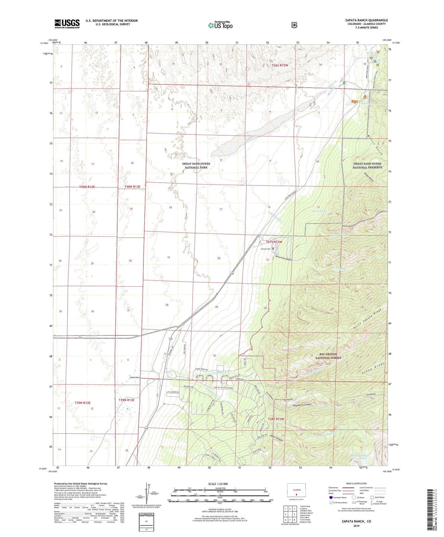 Zapata Ranch Colorado US Topo Map Image