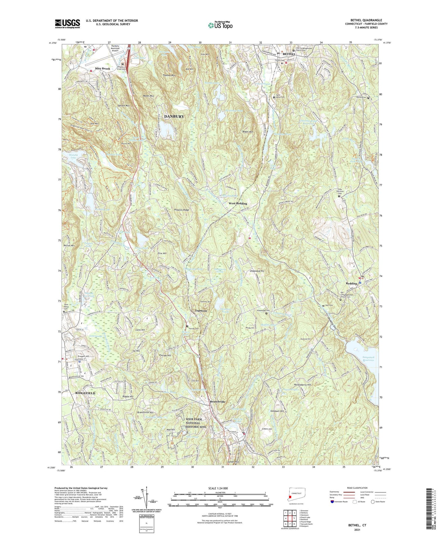 Bethel Connecticut US Topo Map Image