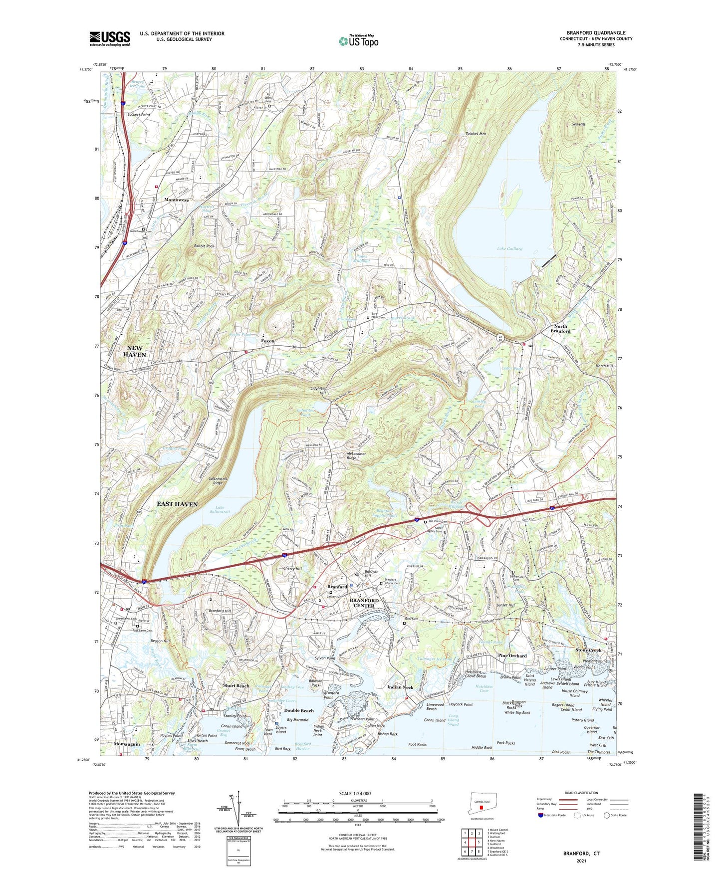 Branford Connecticut US Topo Map Image