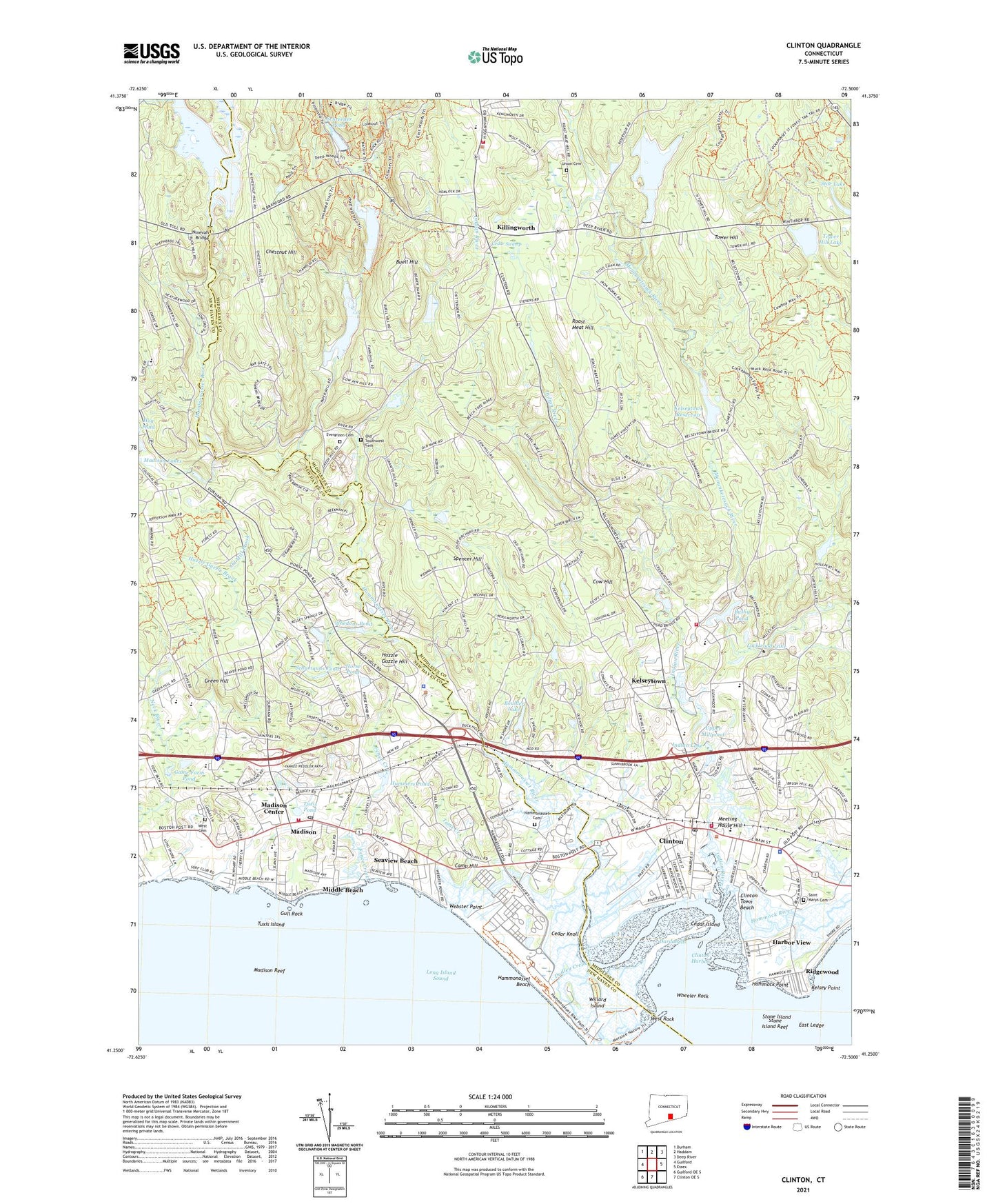 Clinton Connecticut US Topo Map Image