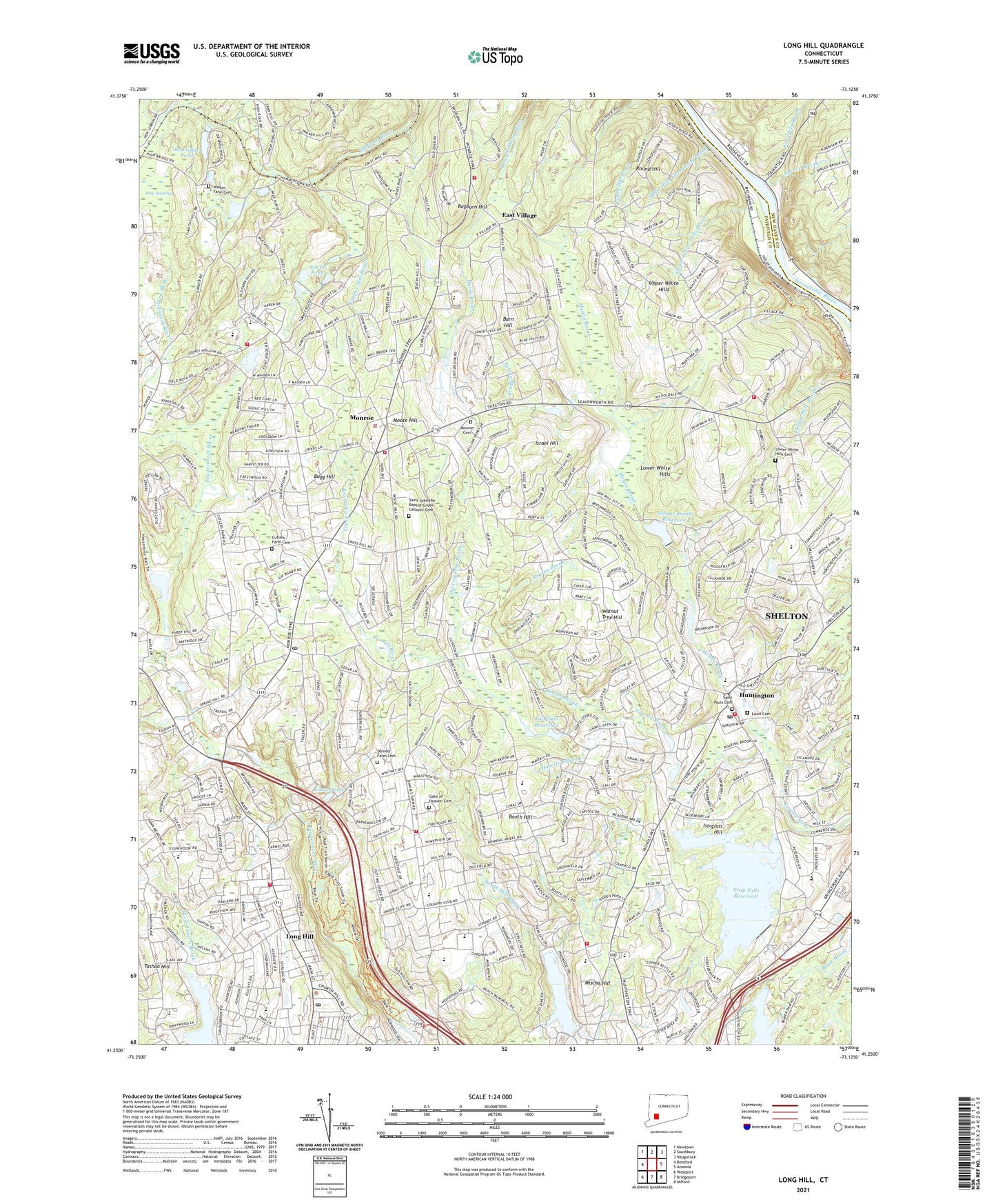 Long Hill Connecticut US Topo Map Image
