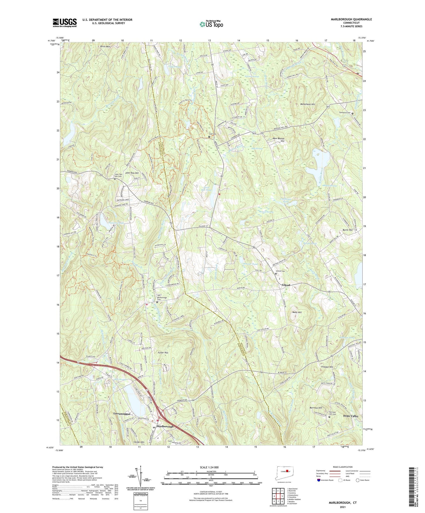 Marlborough Connecticut US Topo Map Image
