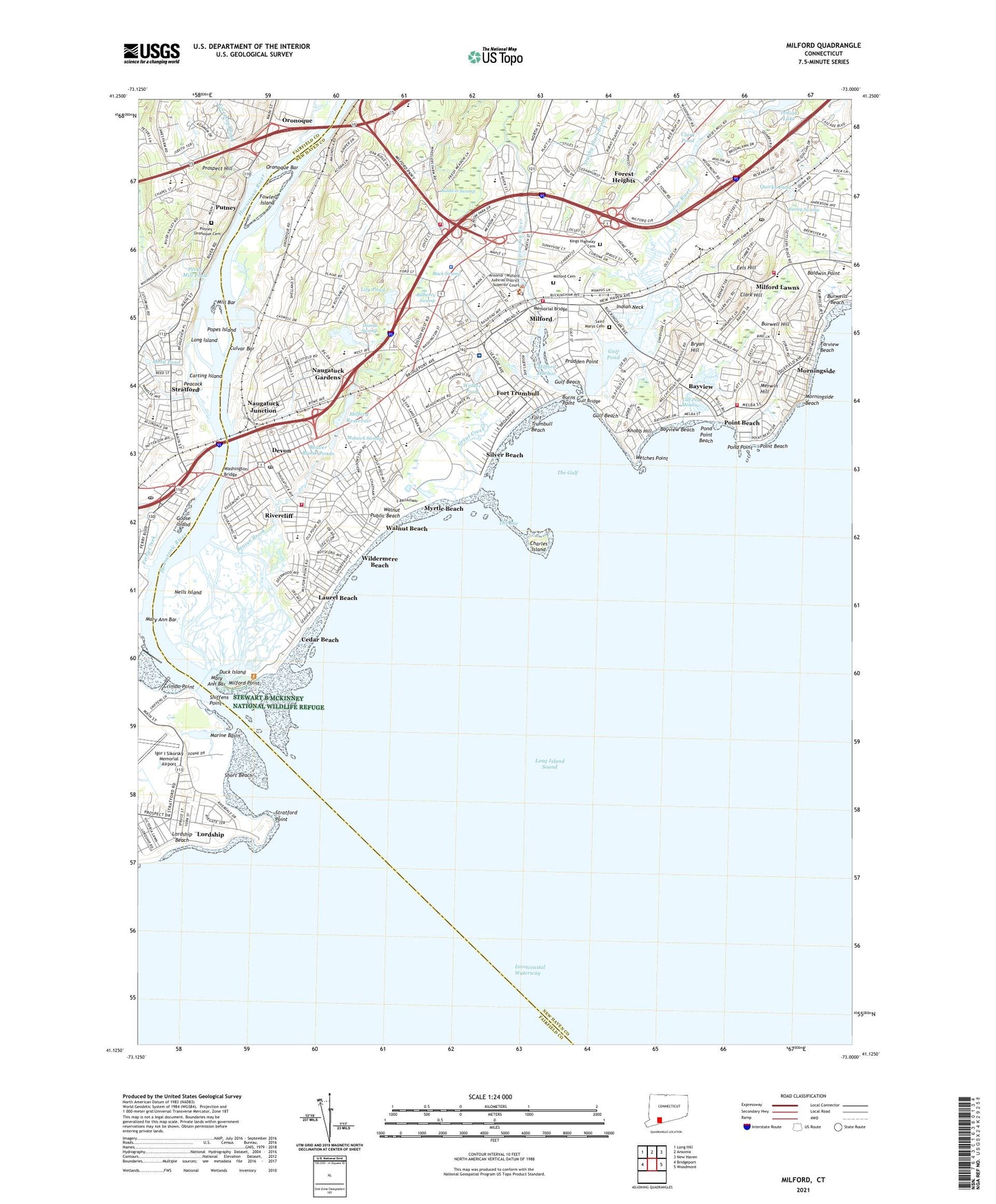 Milford Connecticut US Topo Map Image