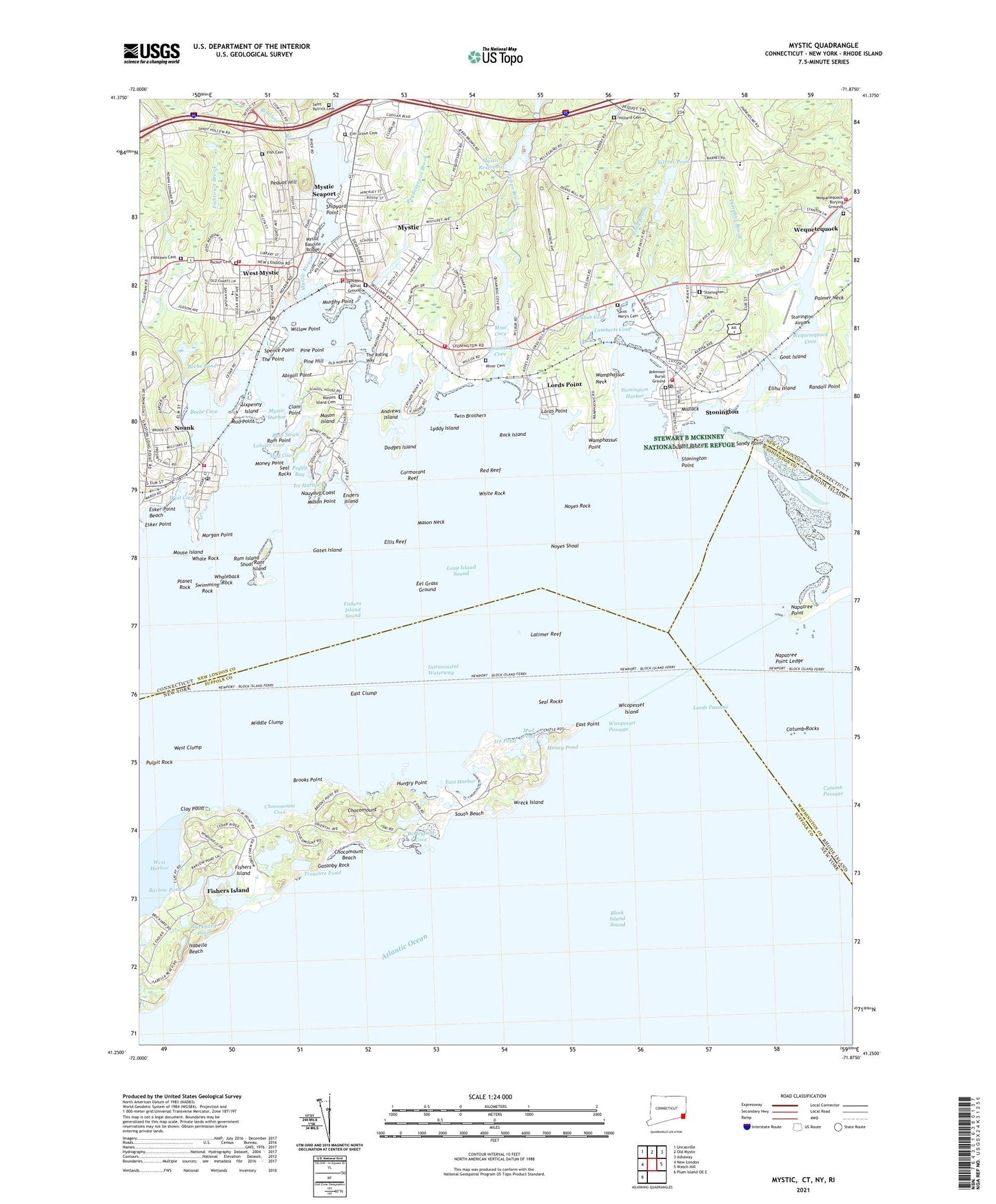 Mystic Connecticut US Topo Map Image