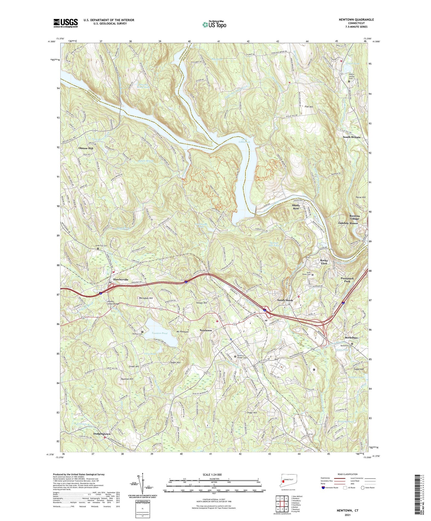 Newtown Connecticut US Topo Map Image