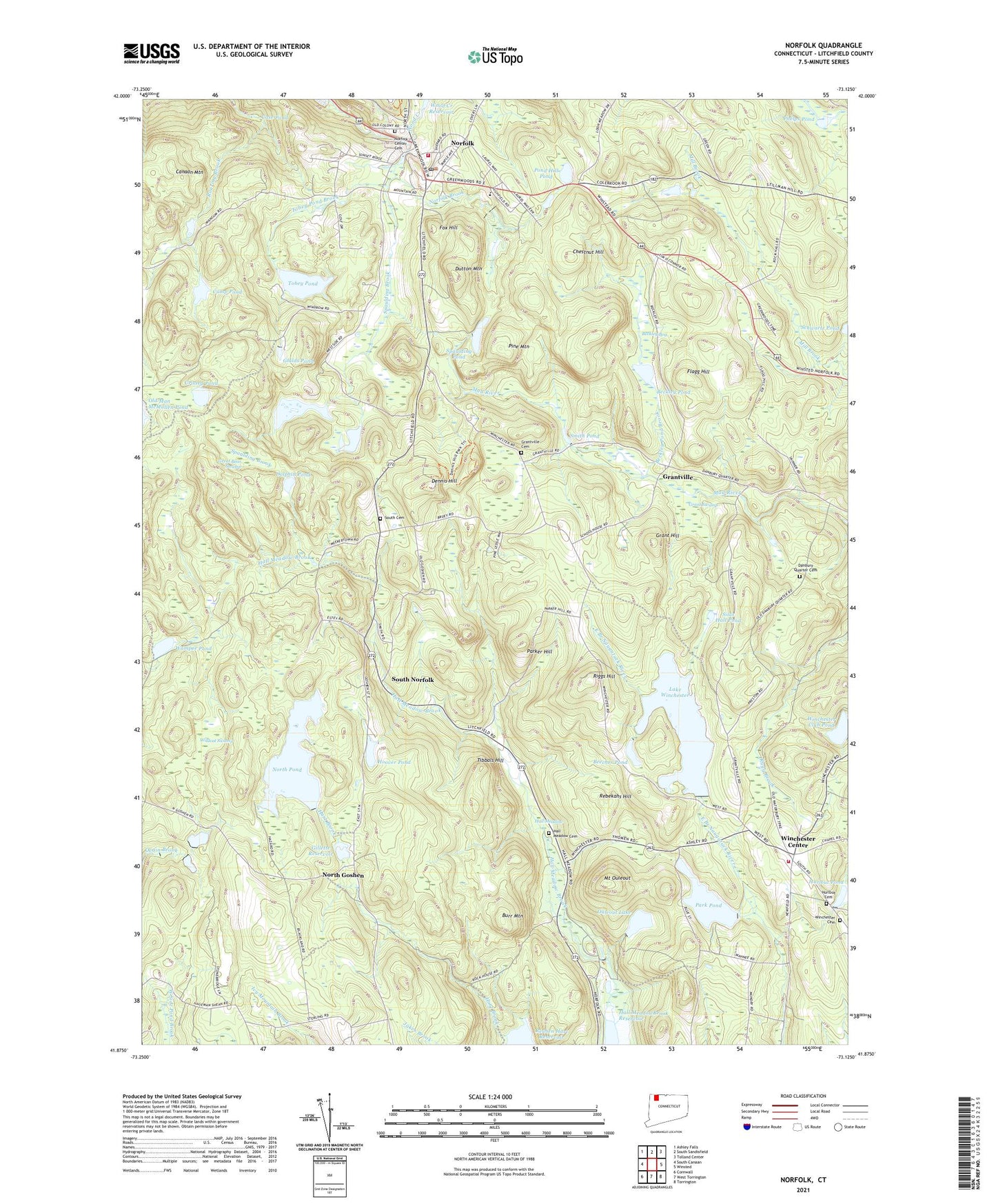 Norfolk Connecticut US Topo Map Image