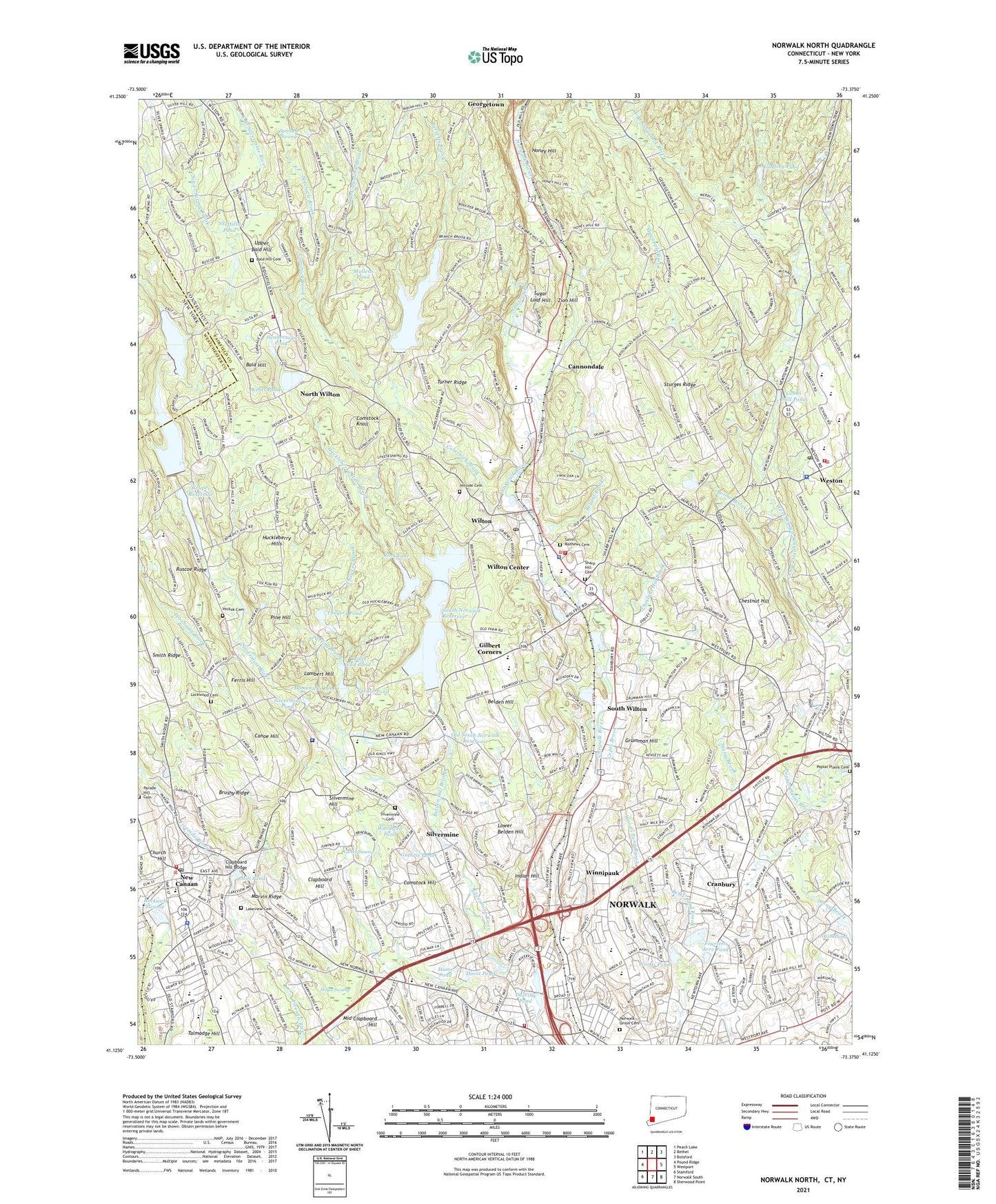 Norwalk North Connecticut US Topo Map Image
