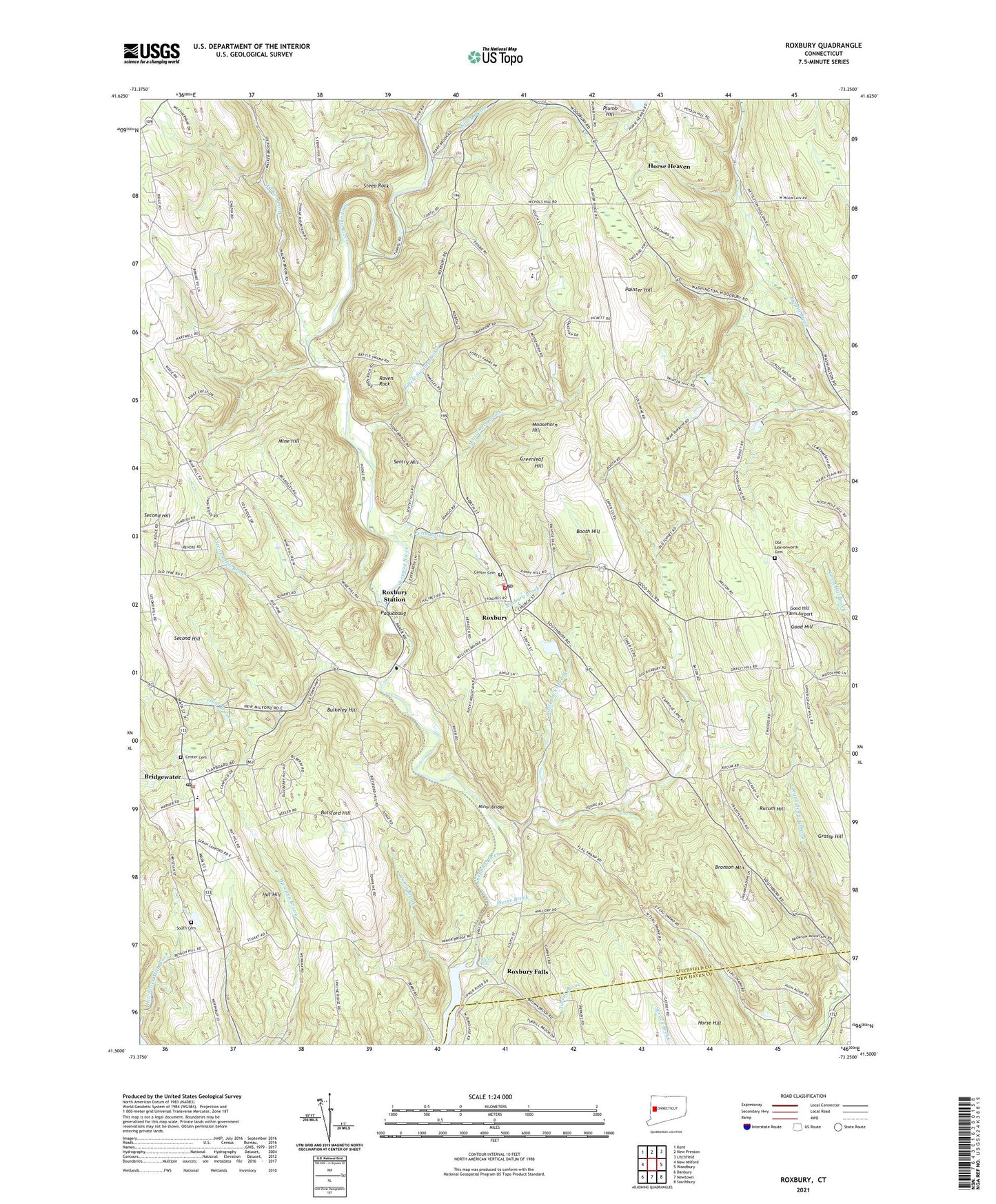 Roxbury Connecticut US Topo Map Image