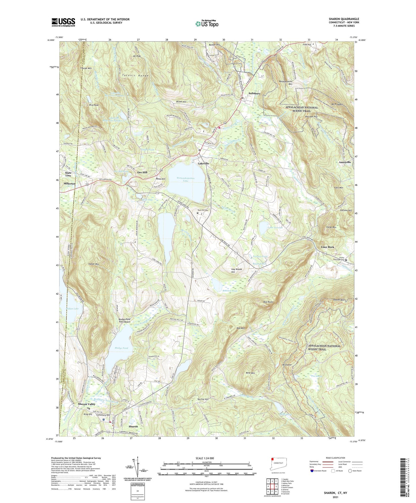 Sharon Connecticut US Topo Map Image