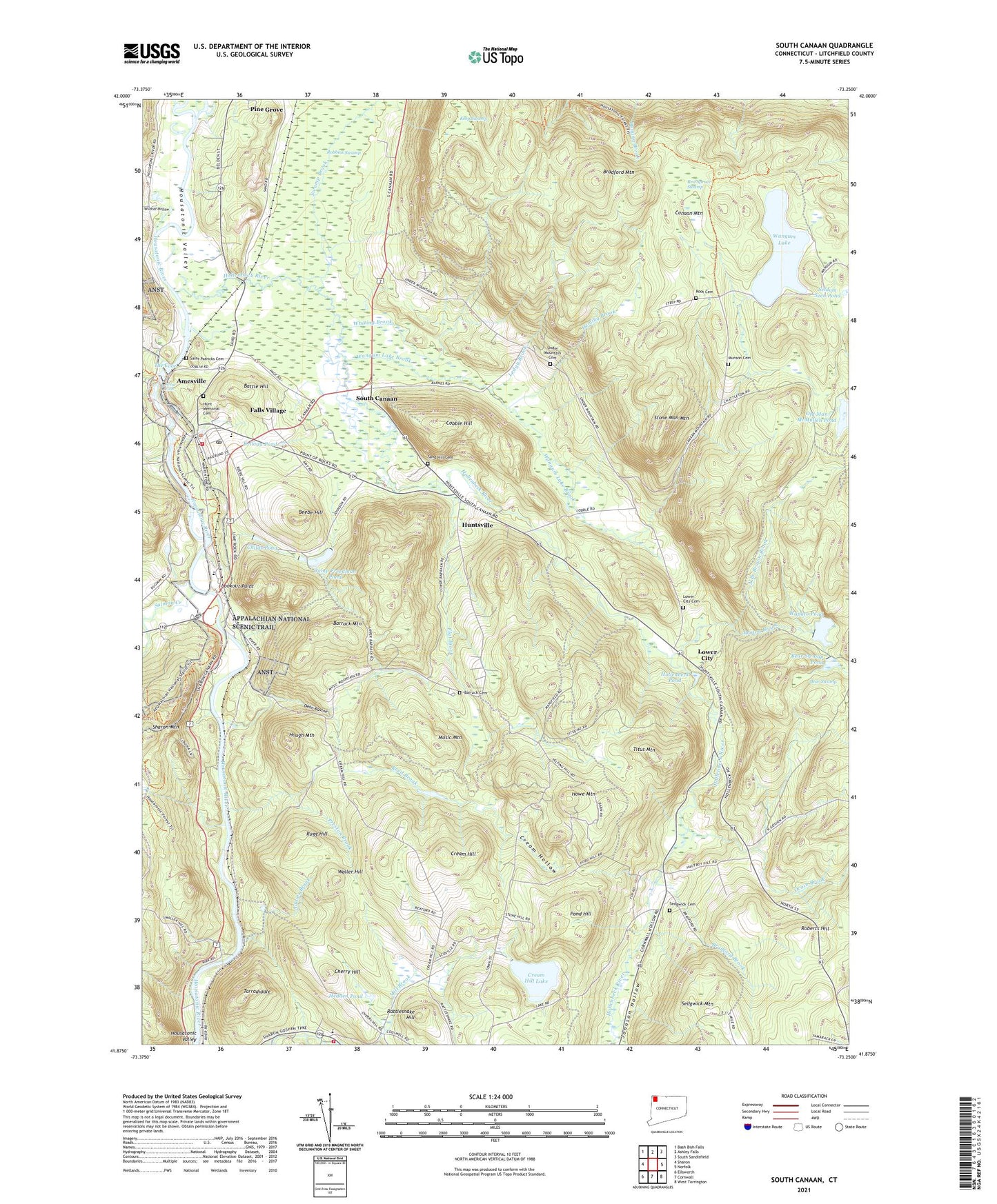 South Canaan Connecticut US Topo Map Image