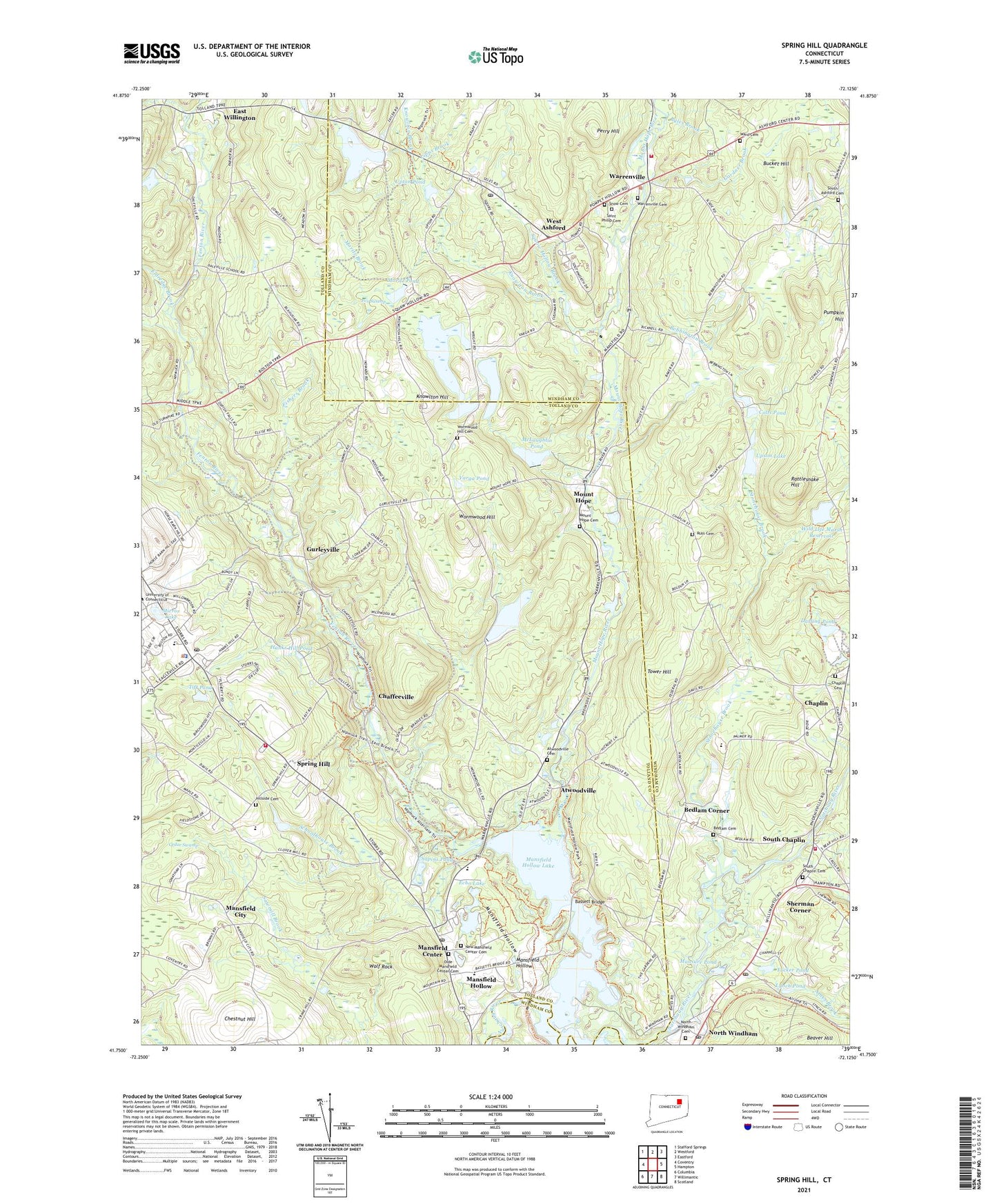 Spring Hill Connecticut US Topo Map Image