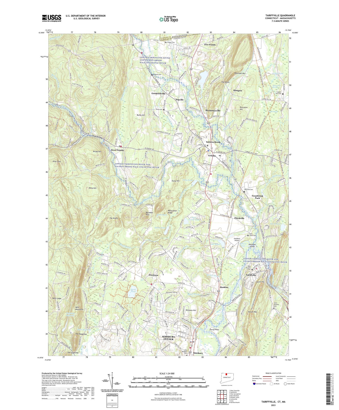 Tariffville Connecticut US Topo Map Image