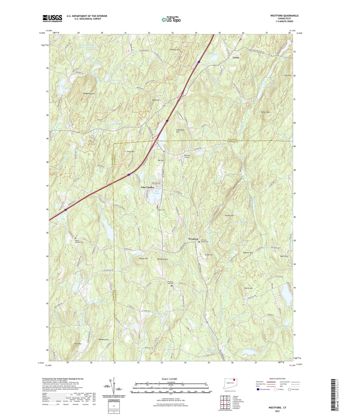 Westford Connecticut US Topo Map Image