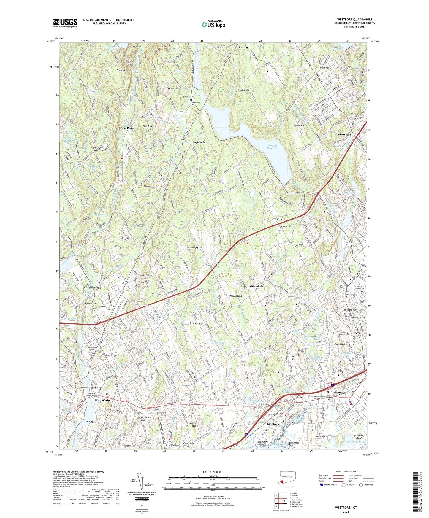 Westport Connecticut US Topo Map Image