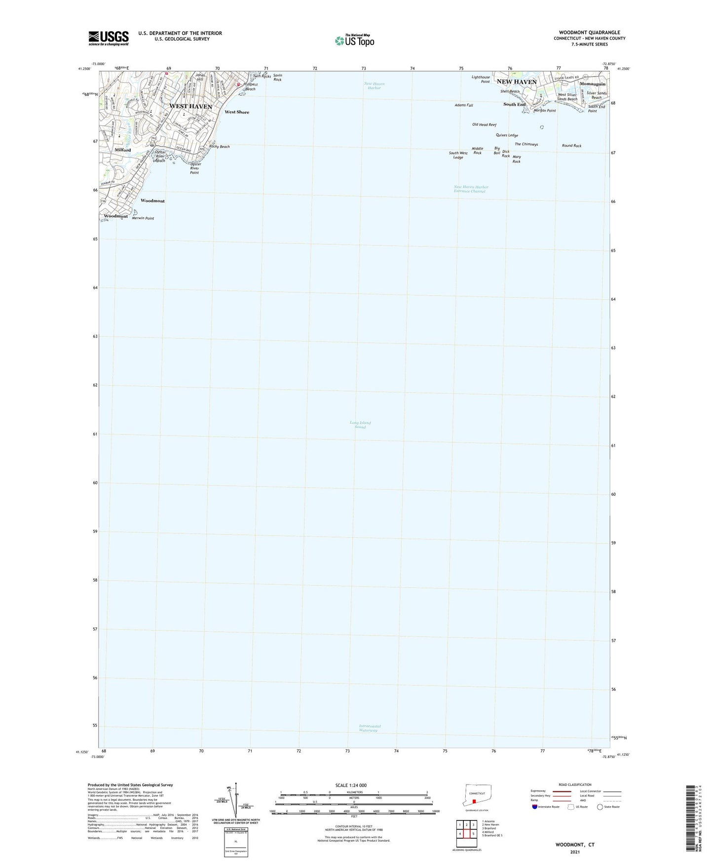 Woodmont Connecticut US Topo Map Image