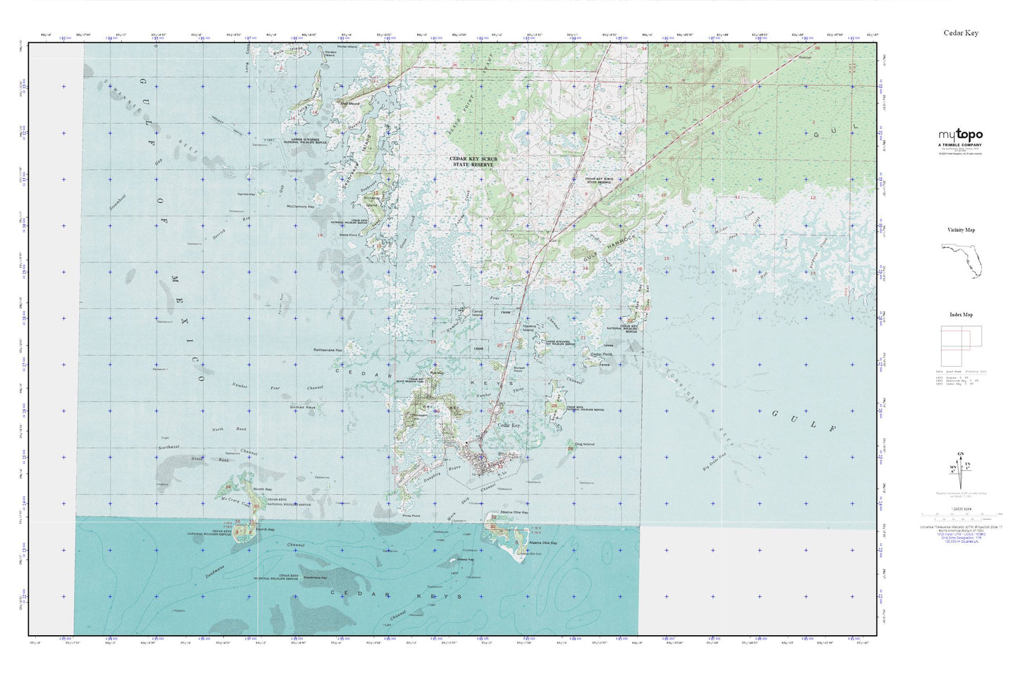 Cedar Key MyTopo Explorer Series Map Image