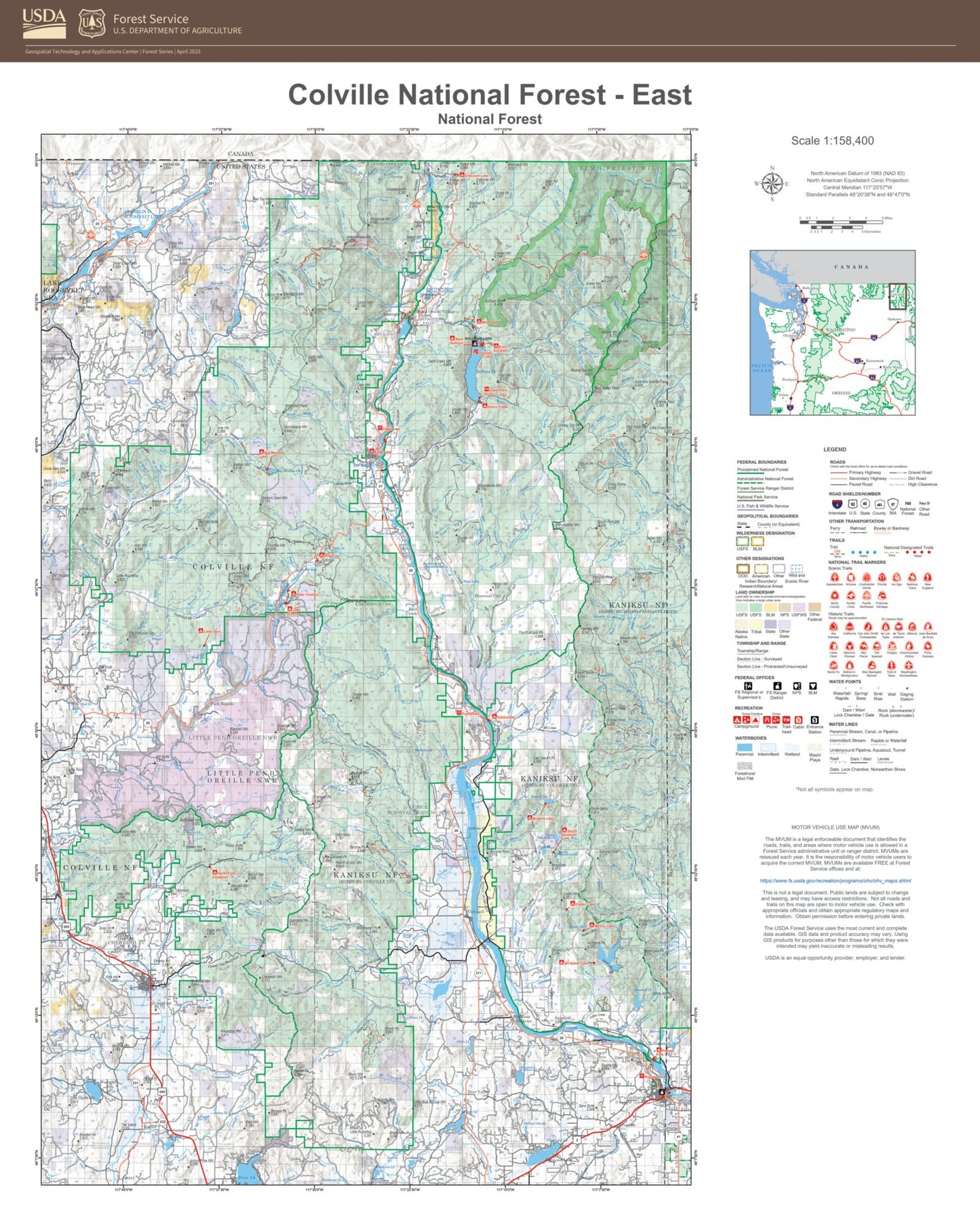 Colville National Forest East Map