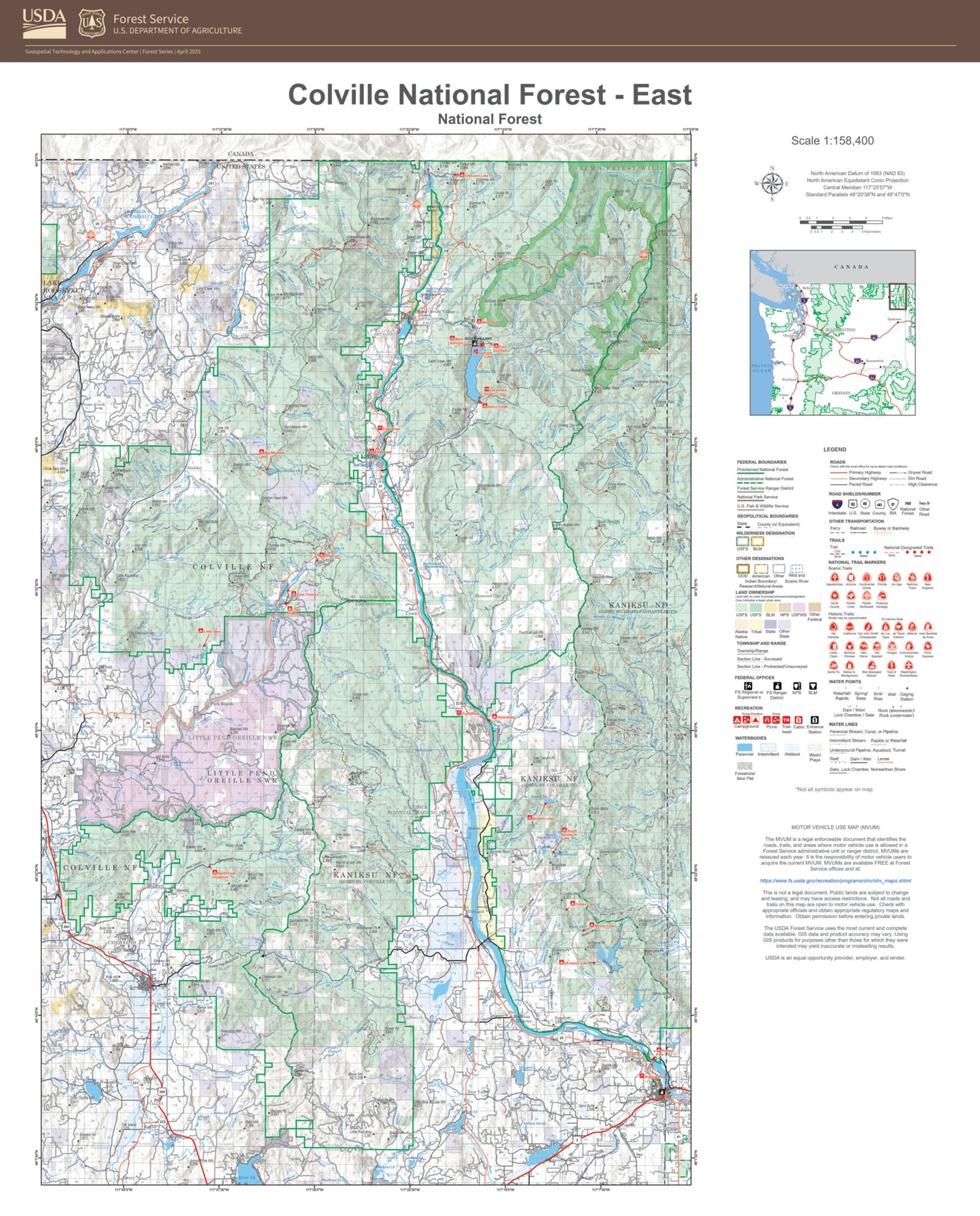 Colville National Forest East Map
