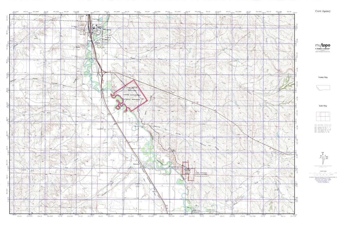 Crow Agency MyTopo Explorer Series Map Image