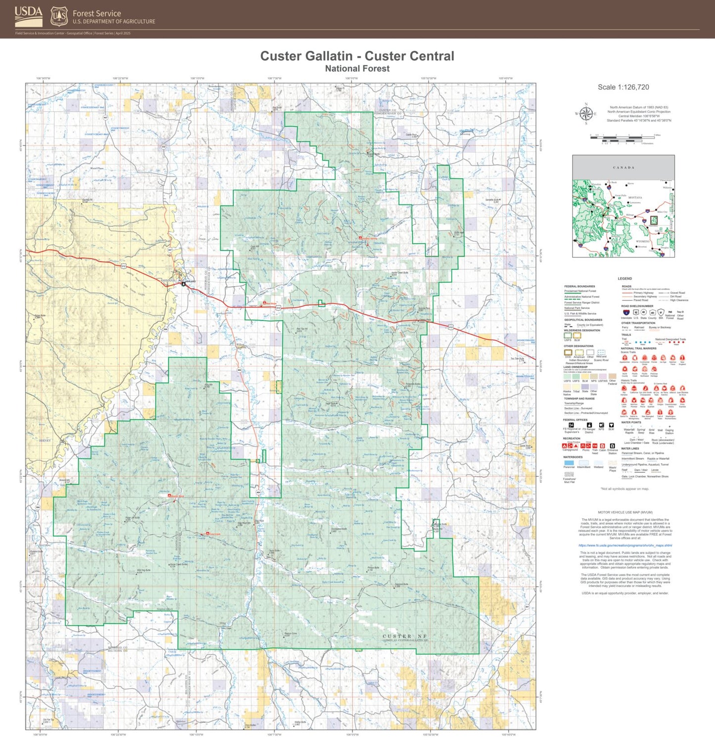 Custer National Forest Central Map