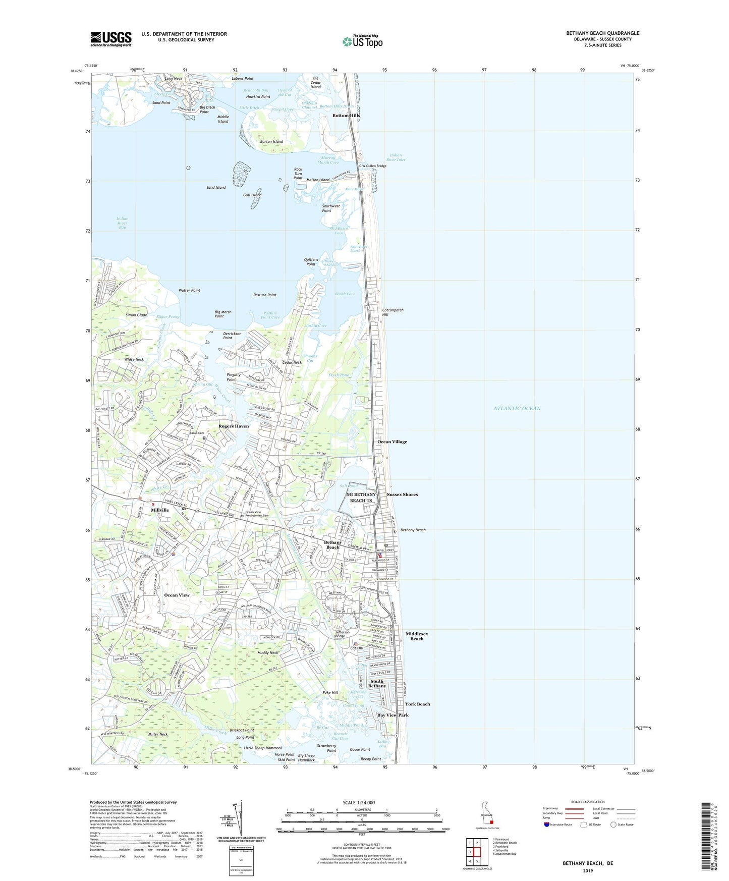 Bethany Beach Delaware US Topo Map Image