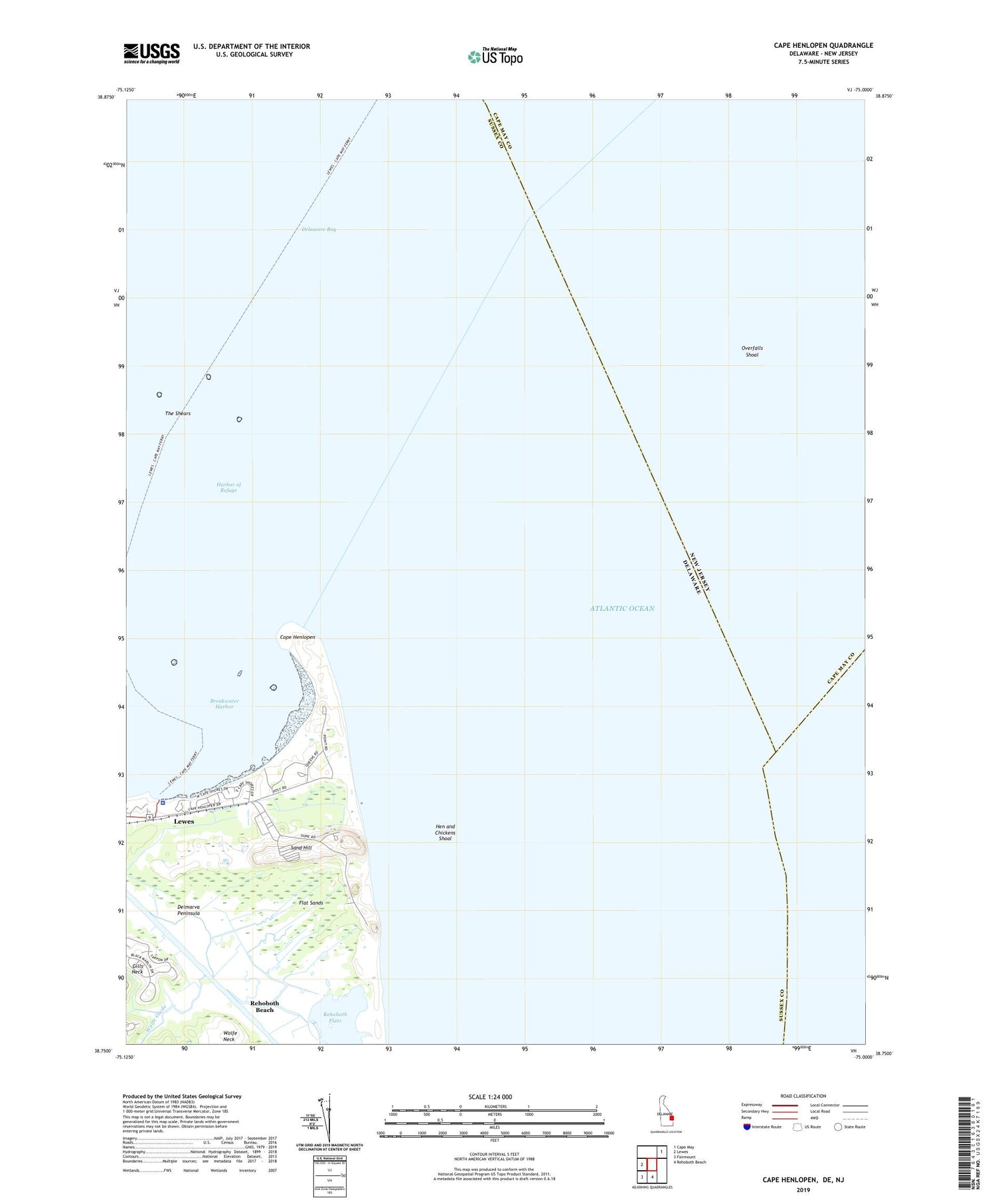 Cape Henlopen Delaware US Topo Map Image