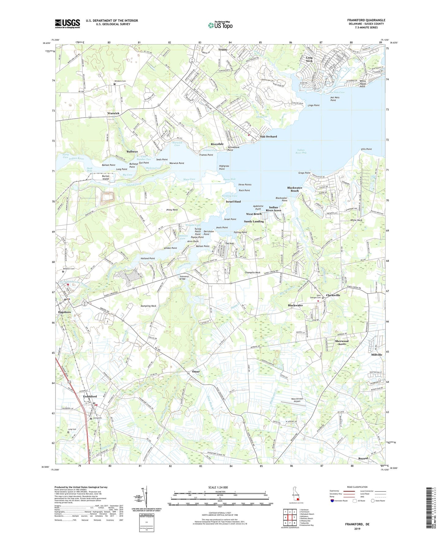 Frankford Delaware US Topo Map Image