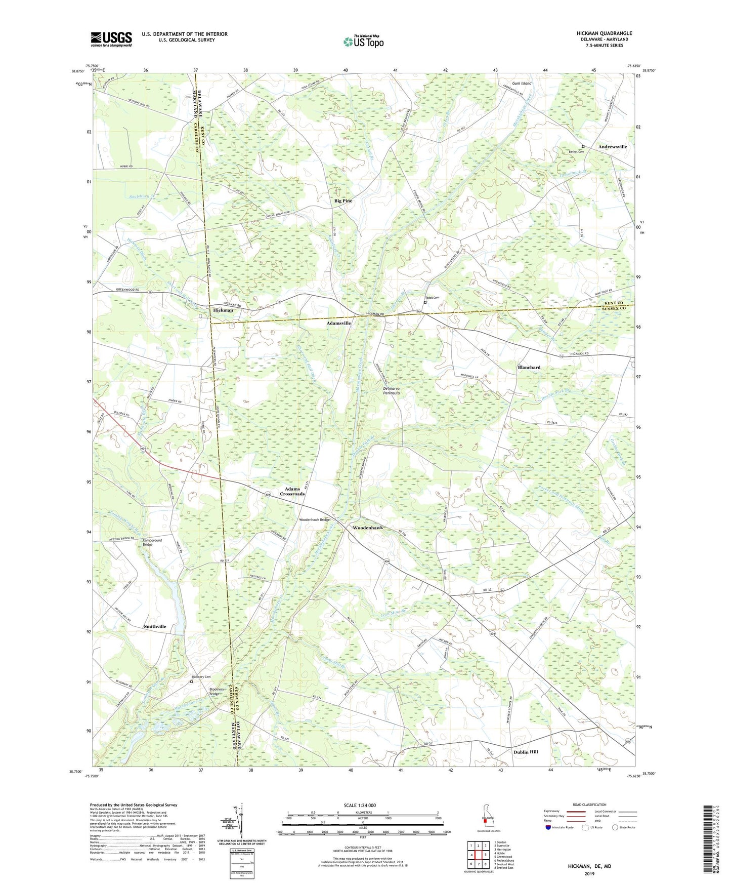 Hickman Delaware US Topo Map Image