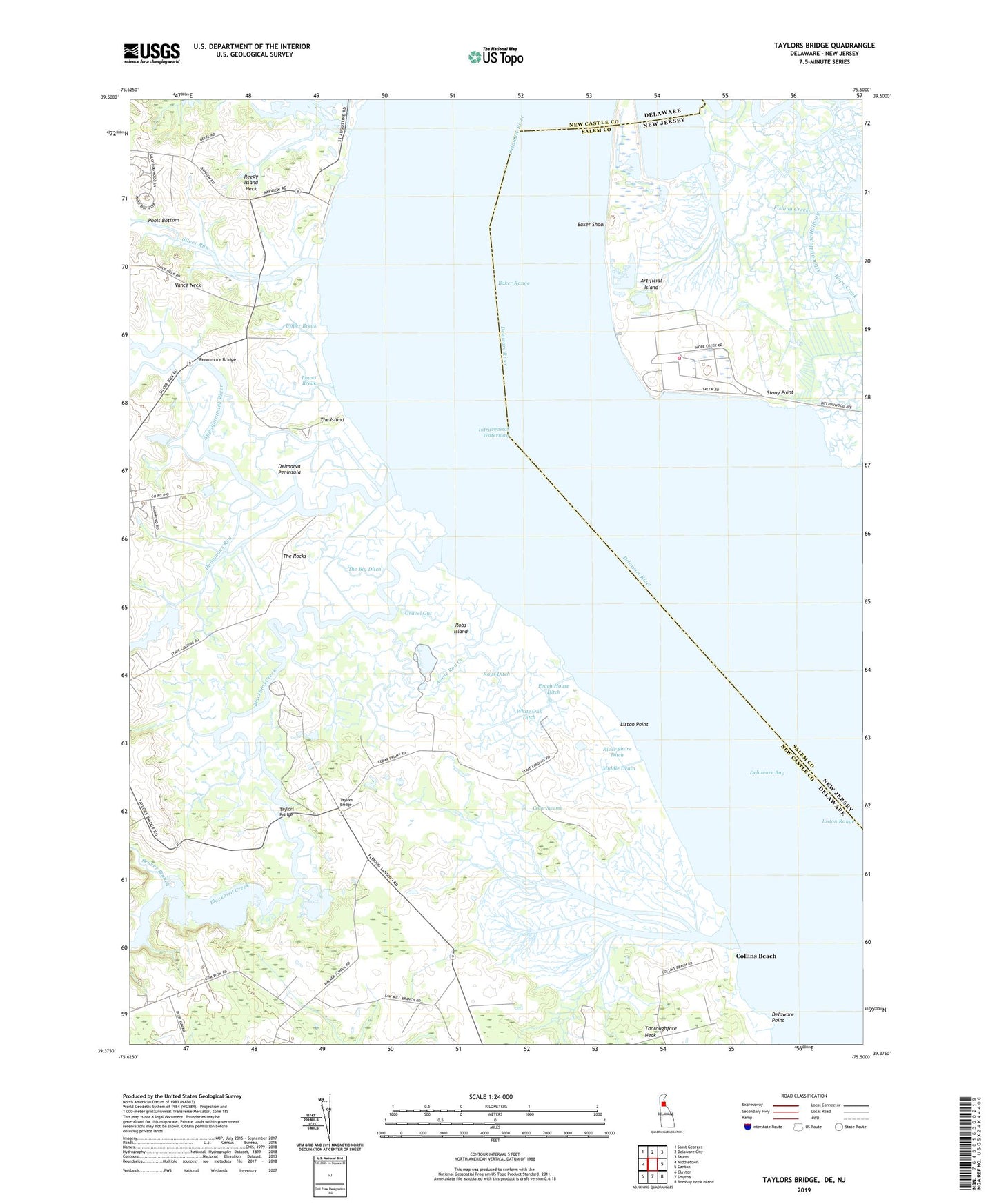 Taylors Bridge Delaware US Topo Map Image