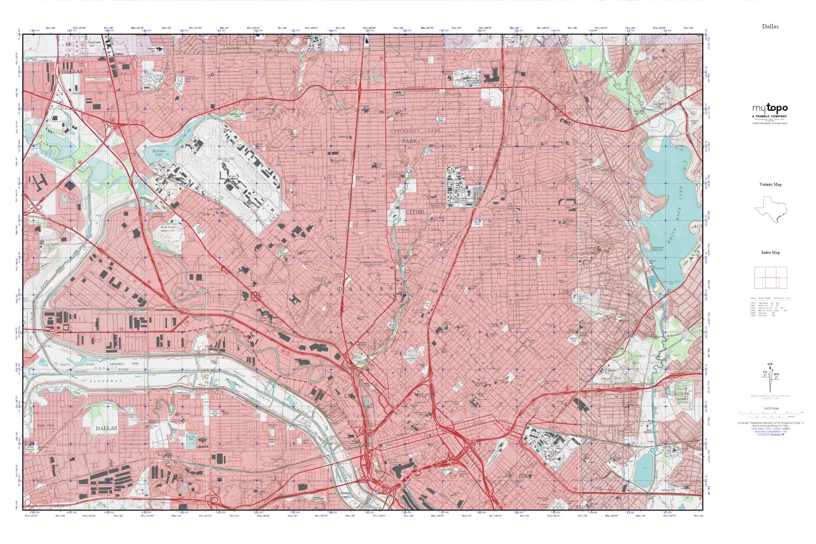 Dallas MyTopo Explorer Series Map – MyTopo Map Store