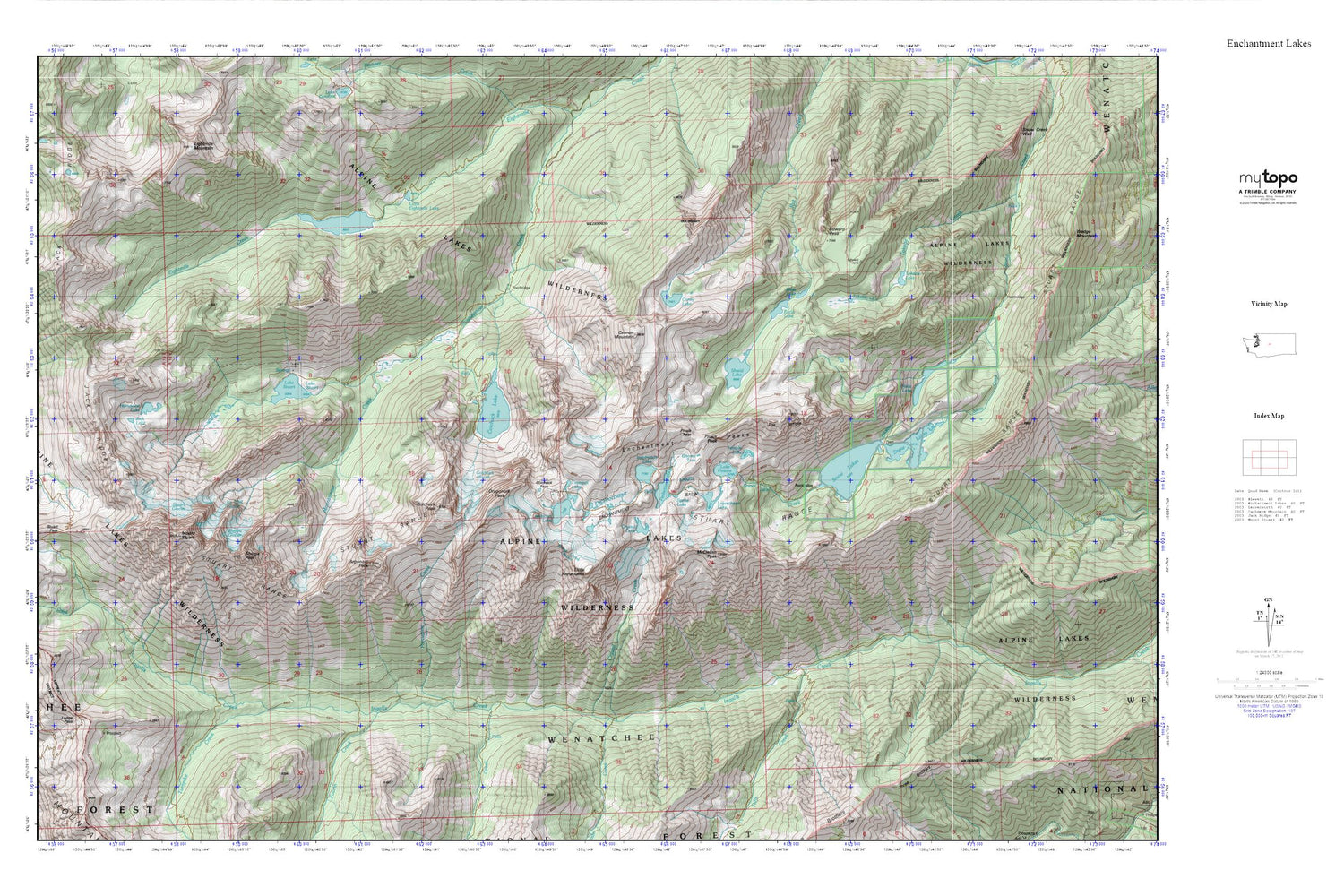 Enchantment Lakes MyTopo Explorer Series Map Image