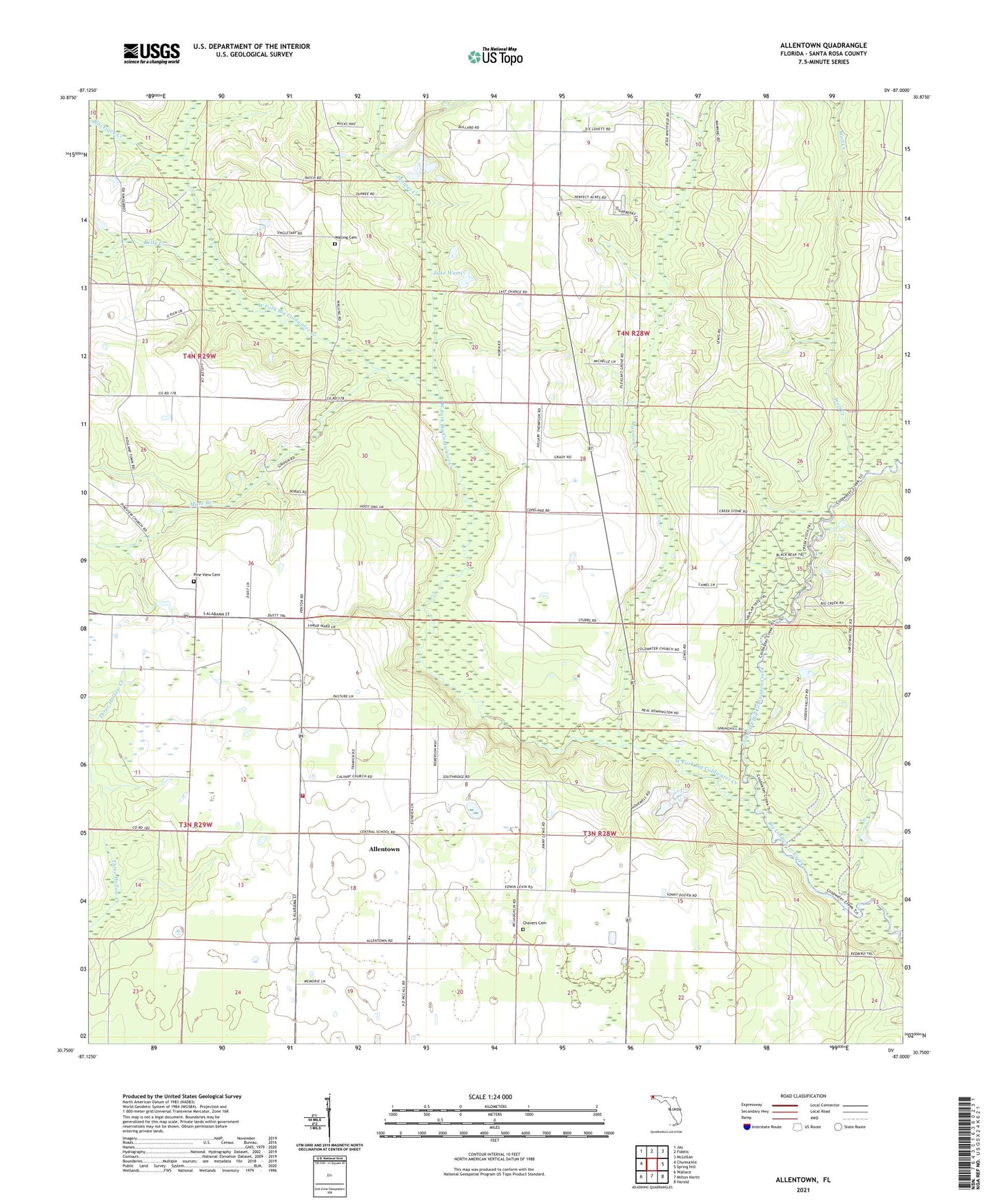 Allentown Florida US Topo Map Image