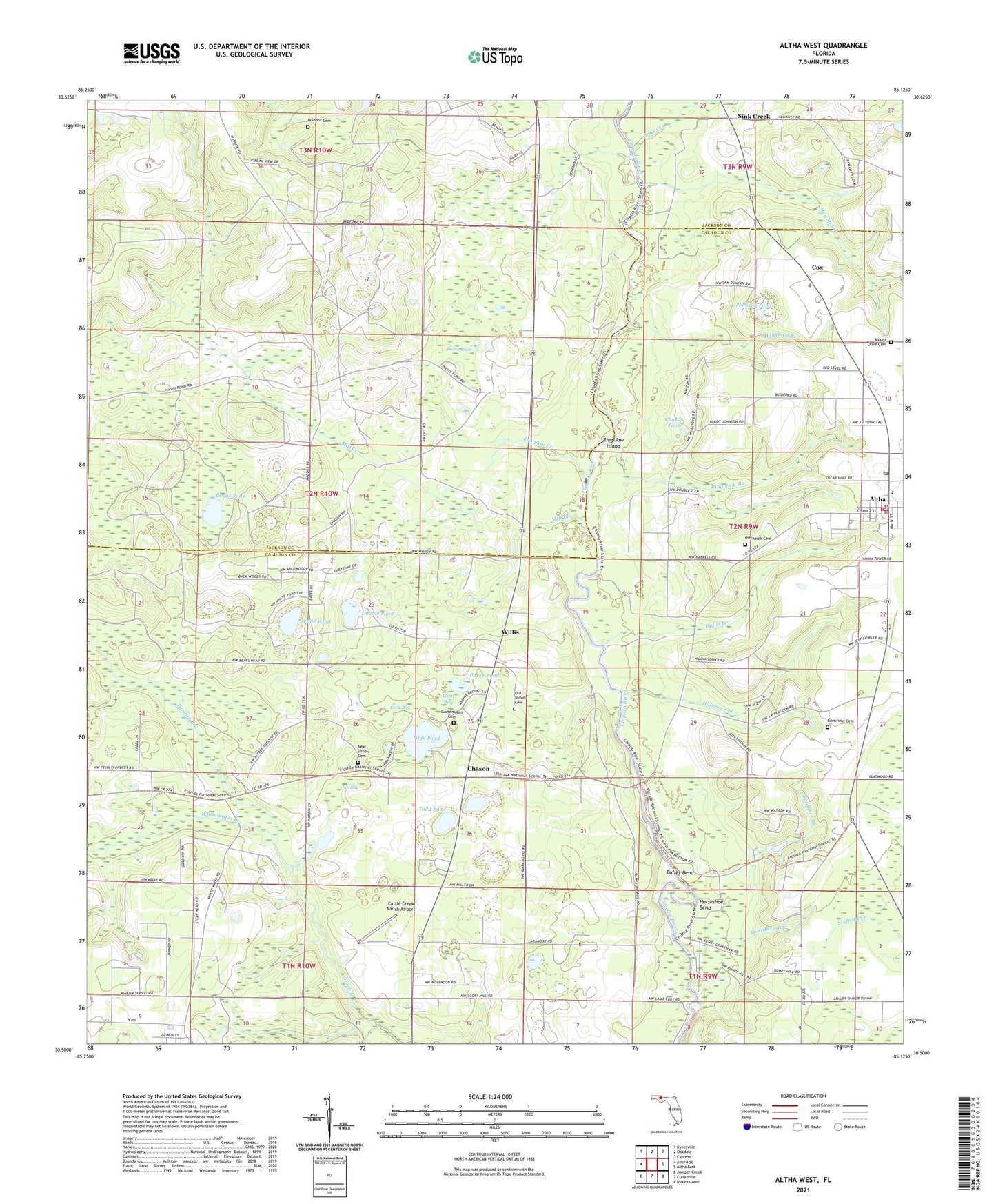 Altha West Florida US Topo Map Image