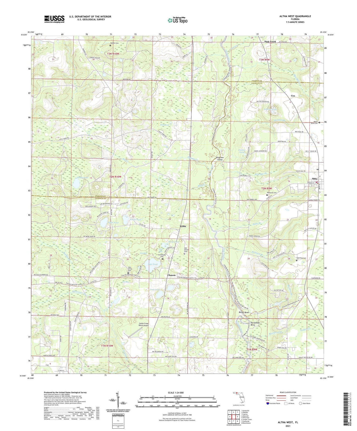 Altha West Florida US Topo Map Image