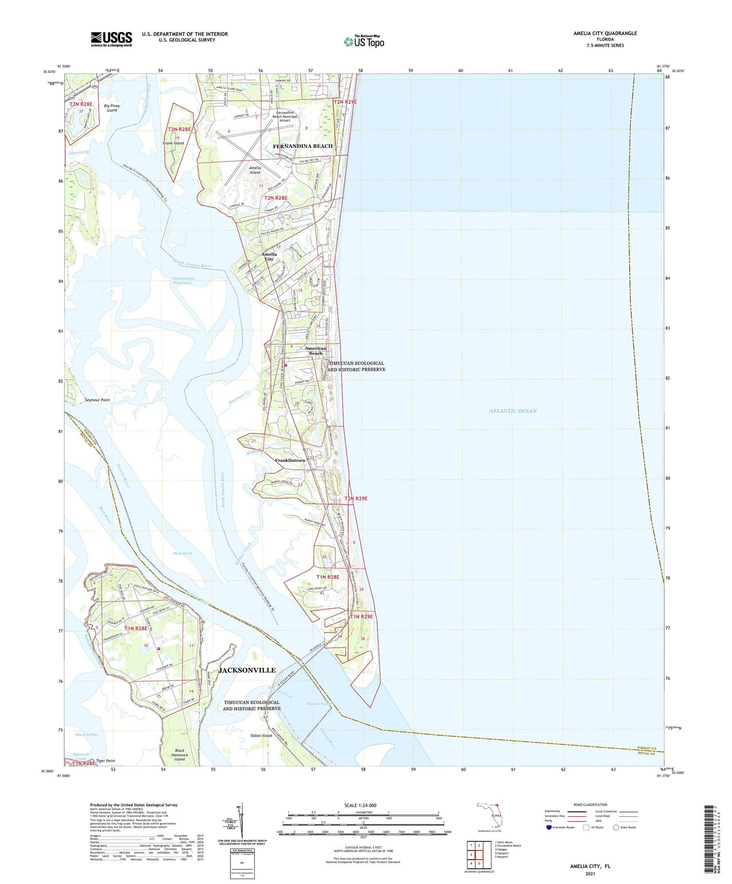 Amelia City Florida US Topo Map Image