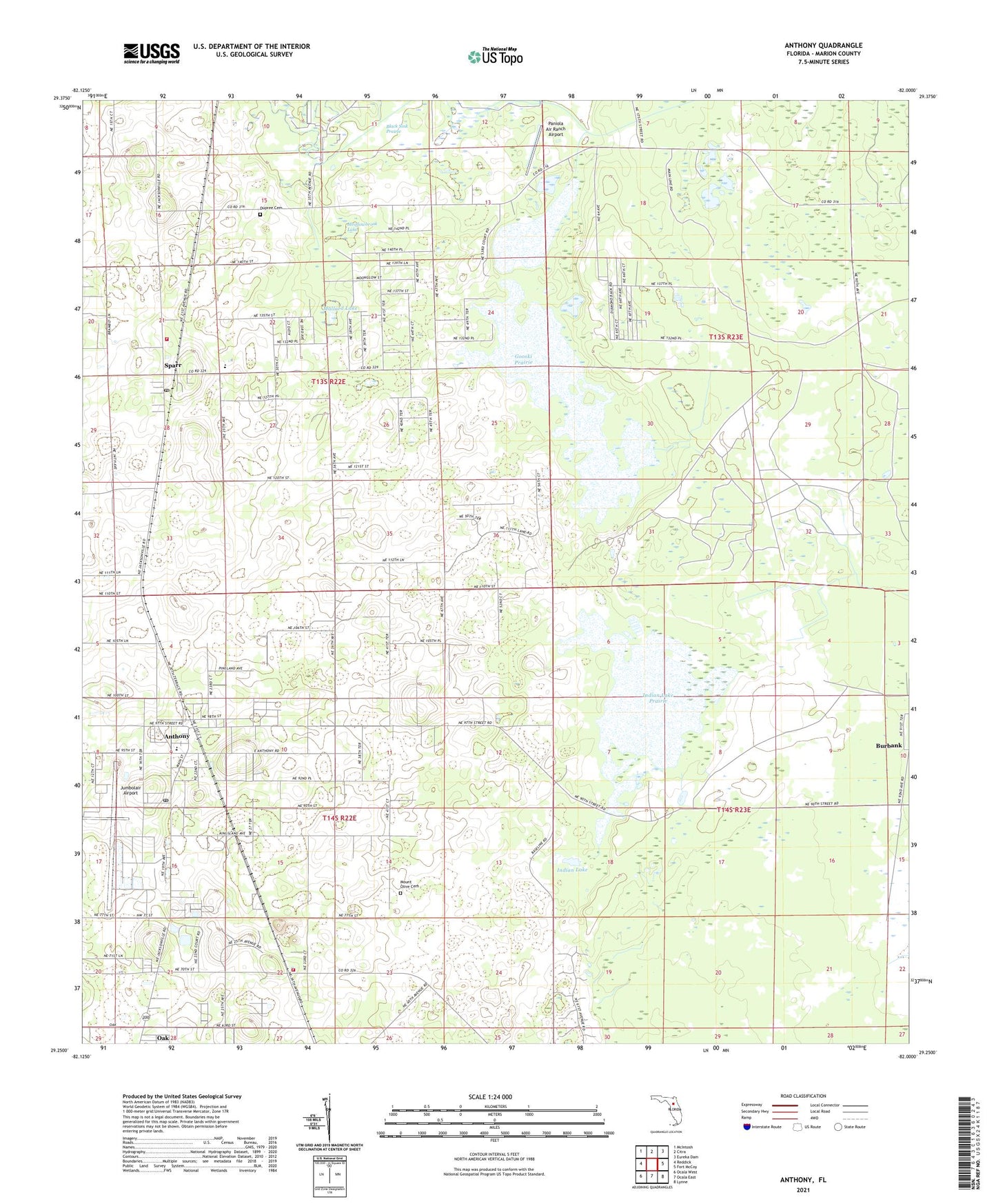 Anthony Florida US Topo Map Image