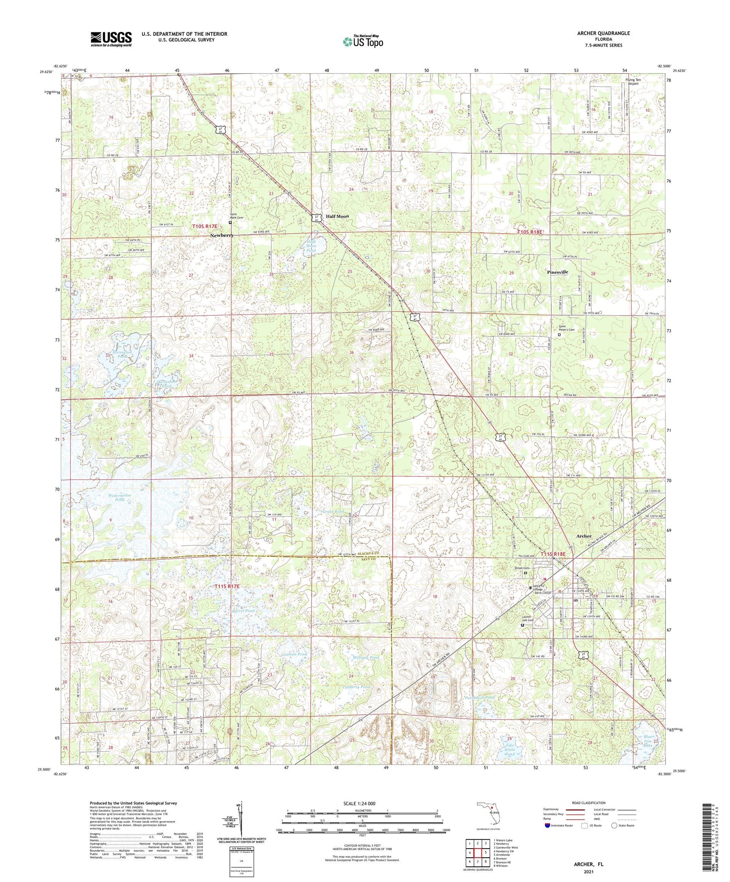 Archer Florida US Topo Map Image