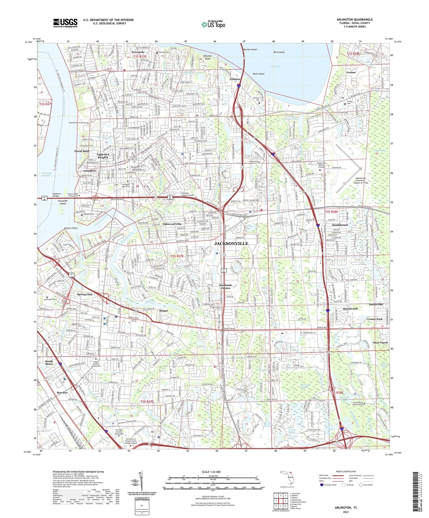 Arlington Florida US Topo Map Image