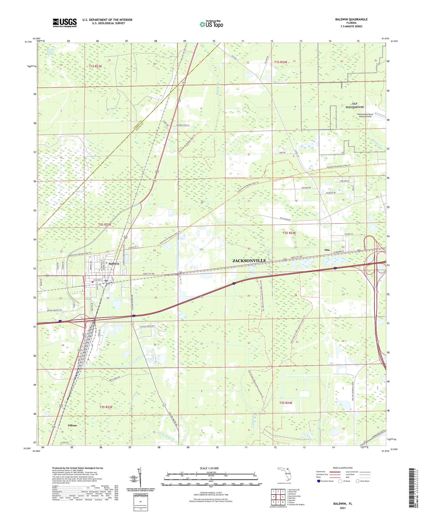 Baldwin Florida US Topo Map Image
