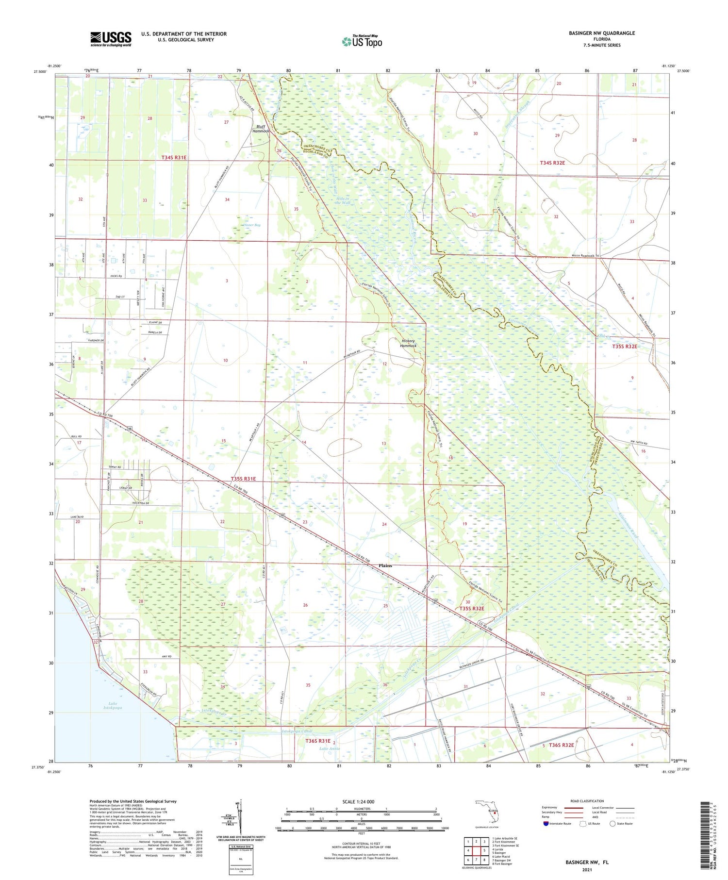 Basinger NW Florida US Topo Map Image
